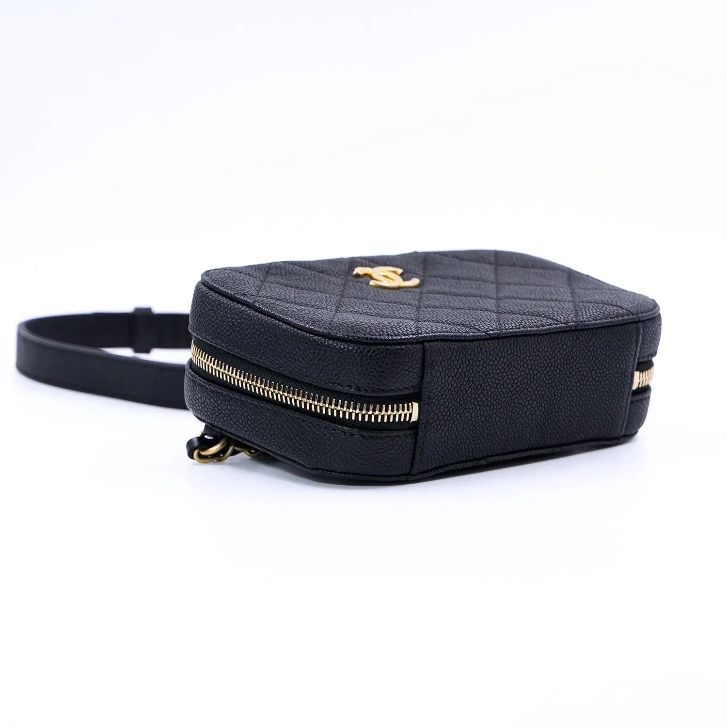 Chanel Black Quilted Caviar Leather chic Affinity Belt Bag