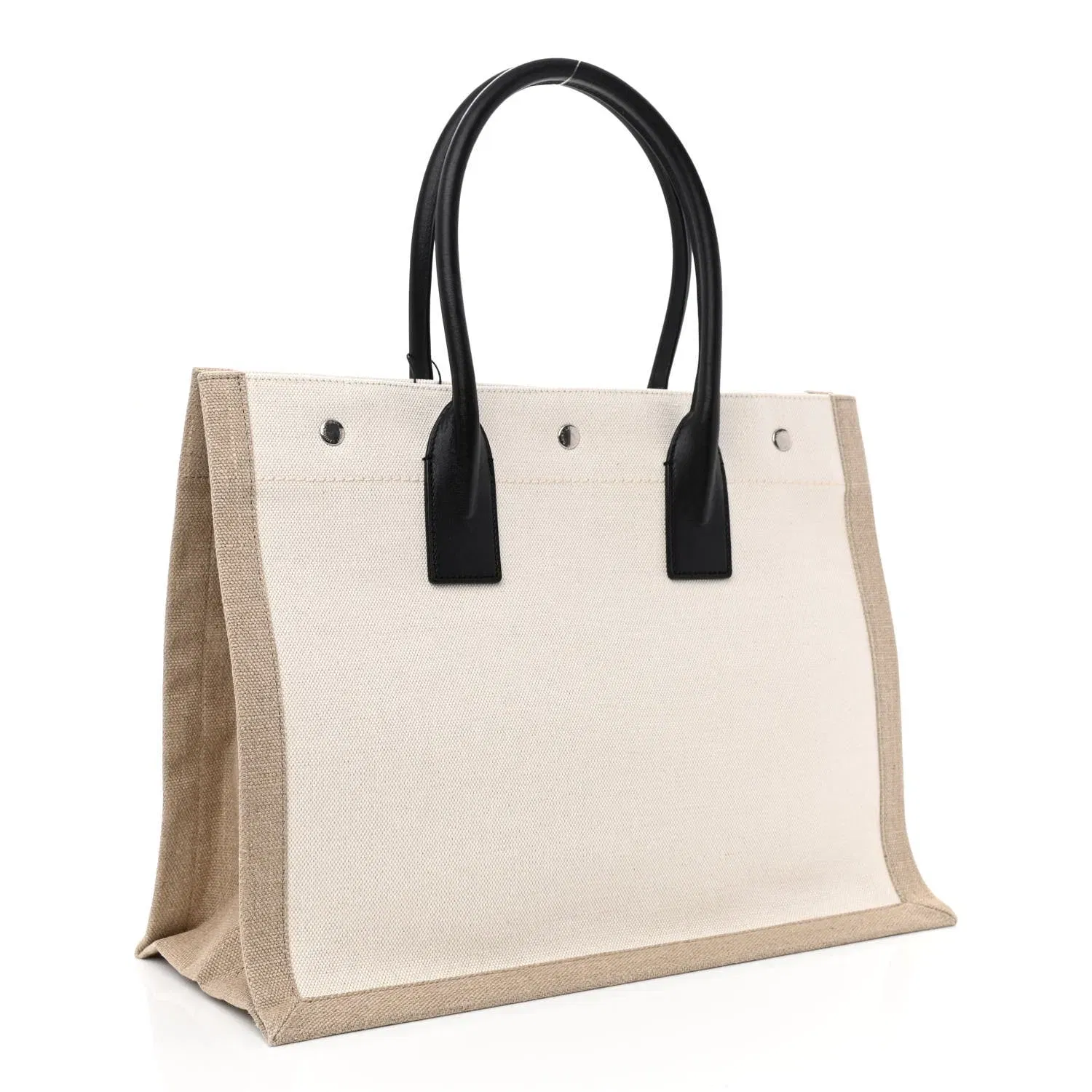Saint Laurent Linen Calfskin Rive Gauche Tote Bag