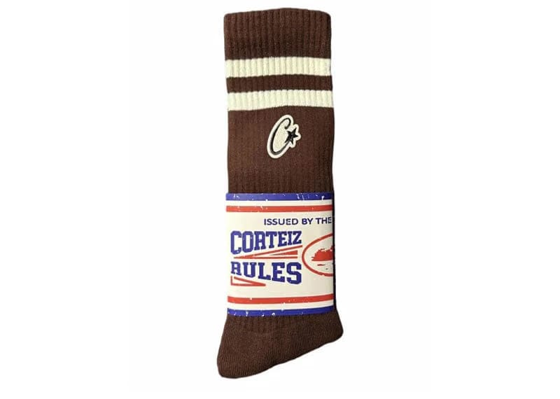 Corteiz Patch Socks 'Brown White'