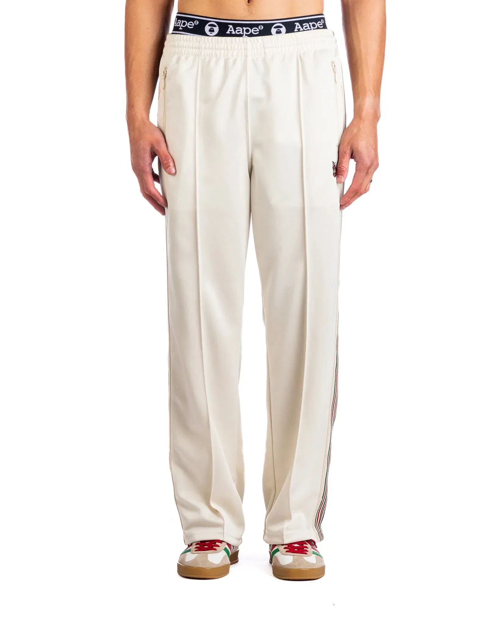 Needles Track Pant Poly Smooth 'Ecru Green Red' Exclusive