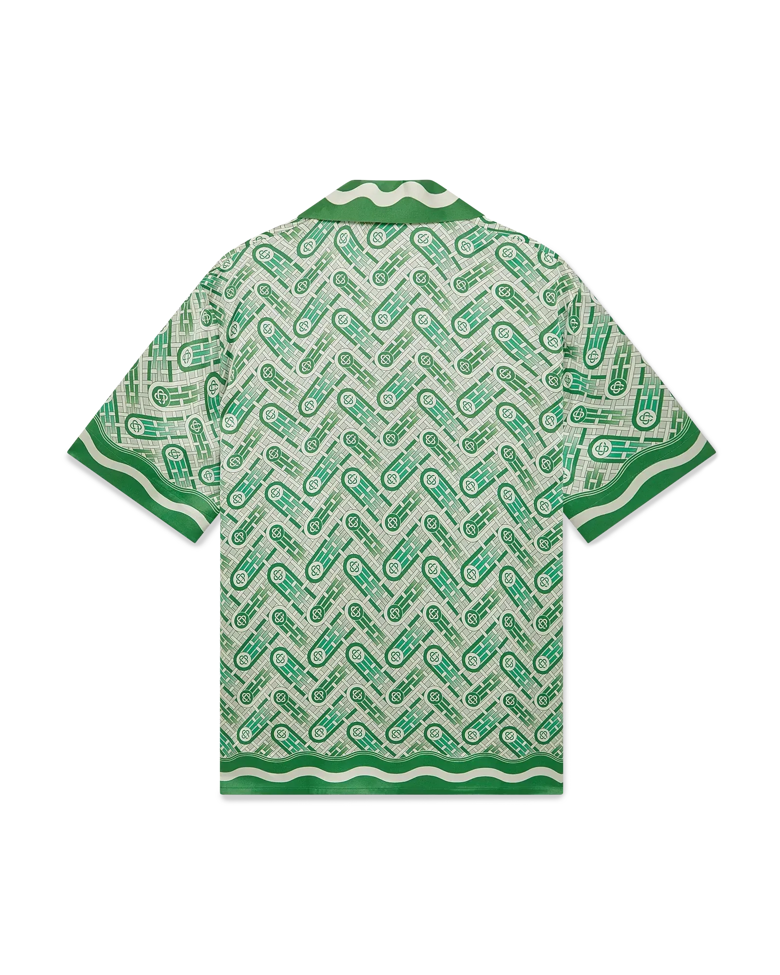 Casablanca Cuban Collar Short Sleeve Shirt 'Green Ping Pong Monogram'