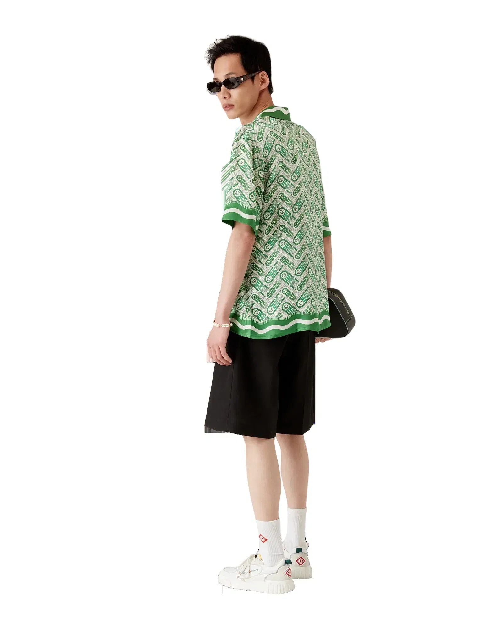 Casablanca Cuban Collar Short Sleeve Shirt 'Green Ping Pong Monogram'