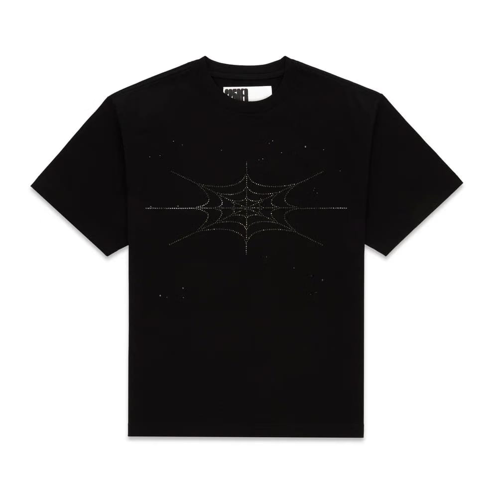 Sp5der Rhinestone Silk Tee 'Black'