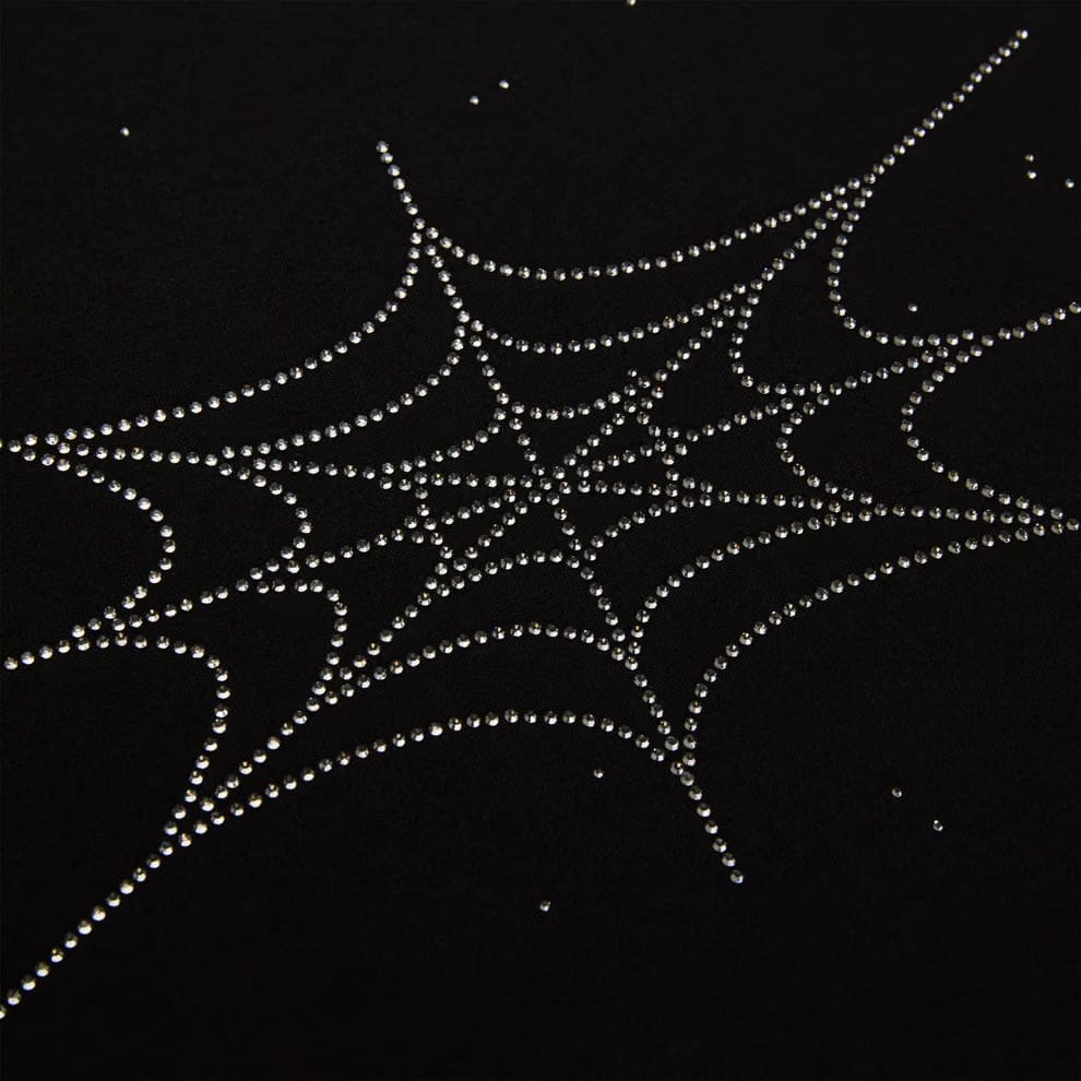 Sp5der Rhinestone Silk Tee 'Black'