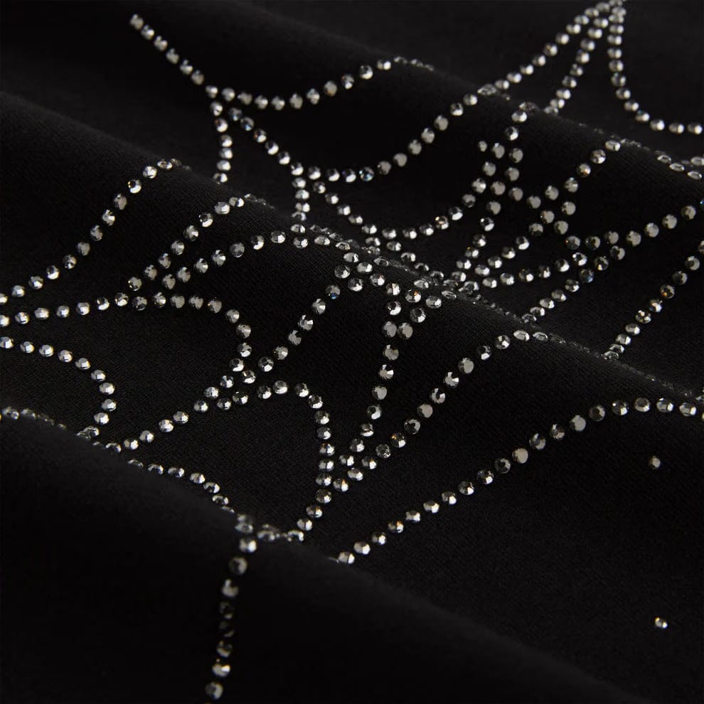 Sp5der Rhinestone Silk Tee 'Black'