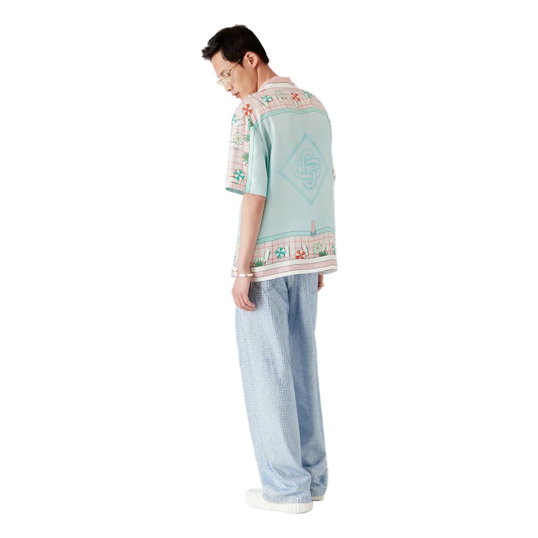 Casablanca Cuban Collar Silk Short Sleeve Shirt Copacabana 'Pink'