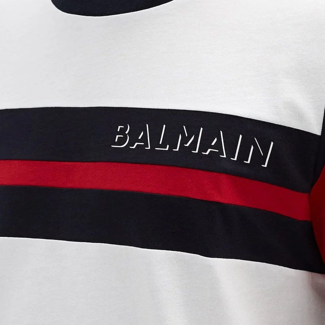 Balmain Striped T-Shirt 'White'