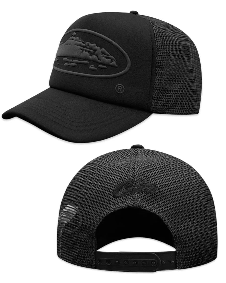 Corteiz Alcatraz Puff Print Trucker Hat 'Triple Black'