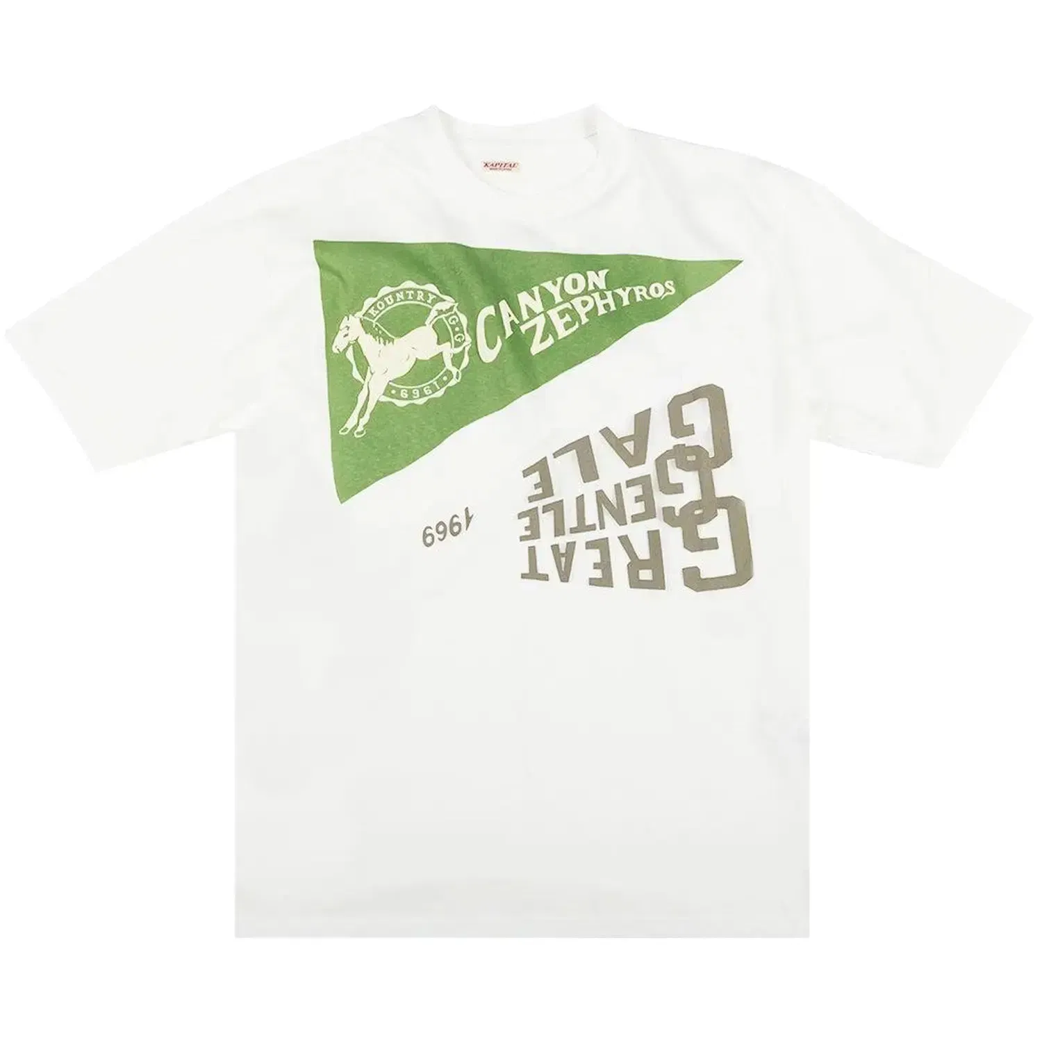 Kapital Burn Out Jersey Crew Tee 'White Green'