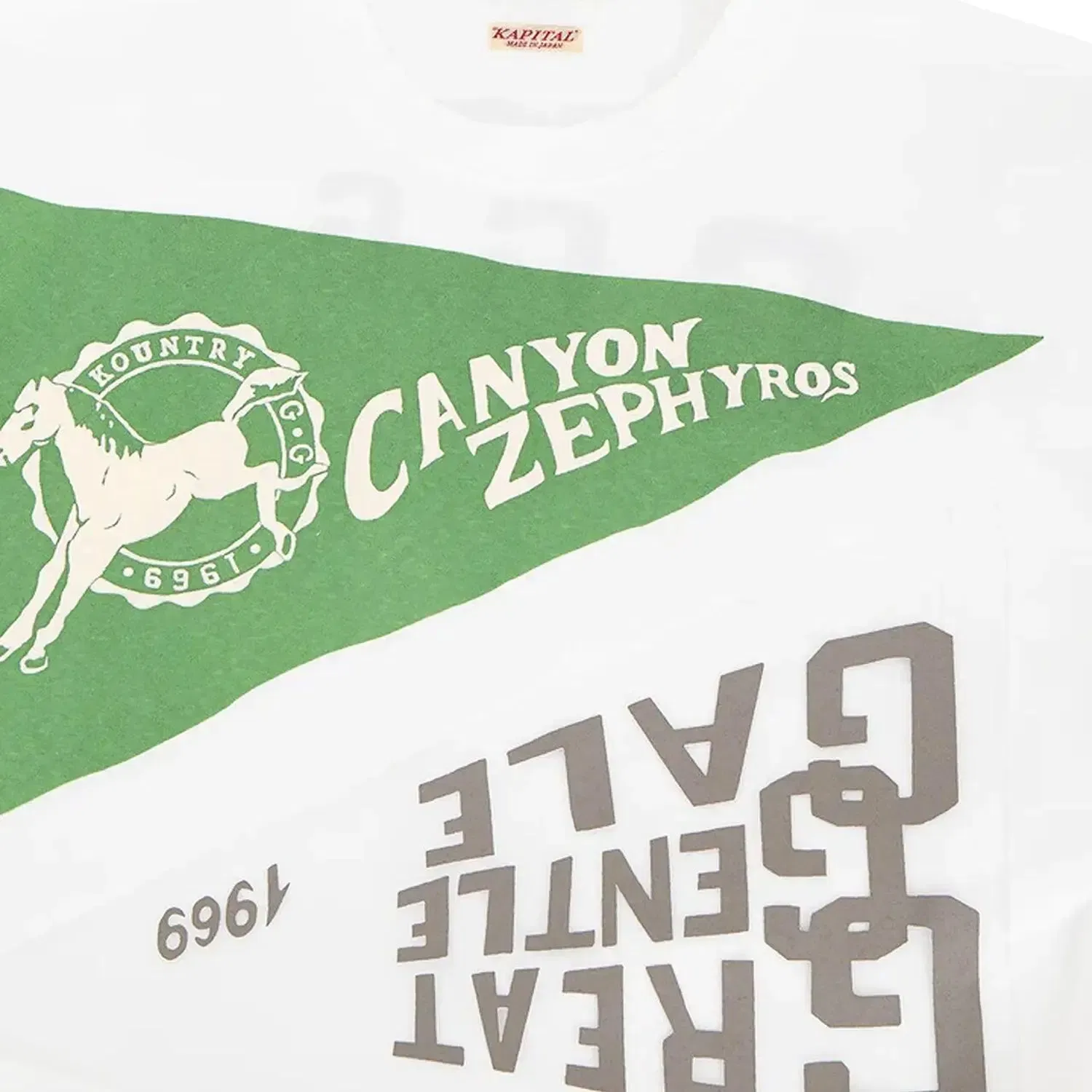 Kapital Burn Out Jersey Crew Tee 'White Green'