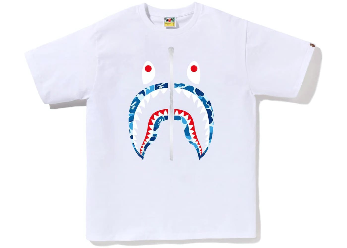 Bape ABC Camo Shark Silver Zip Tee 'White Blue'