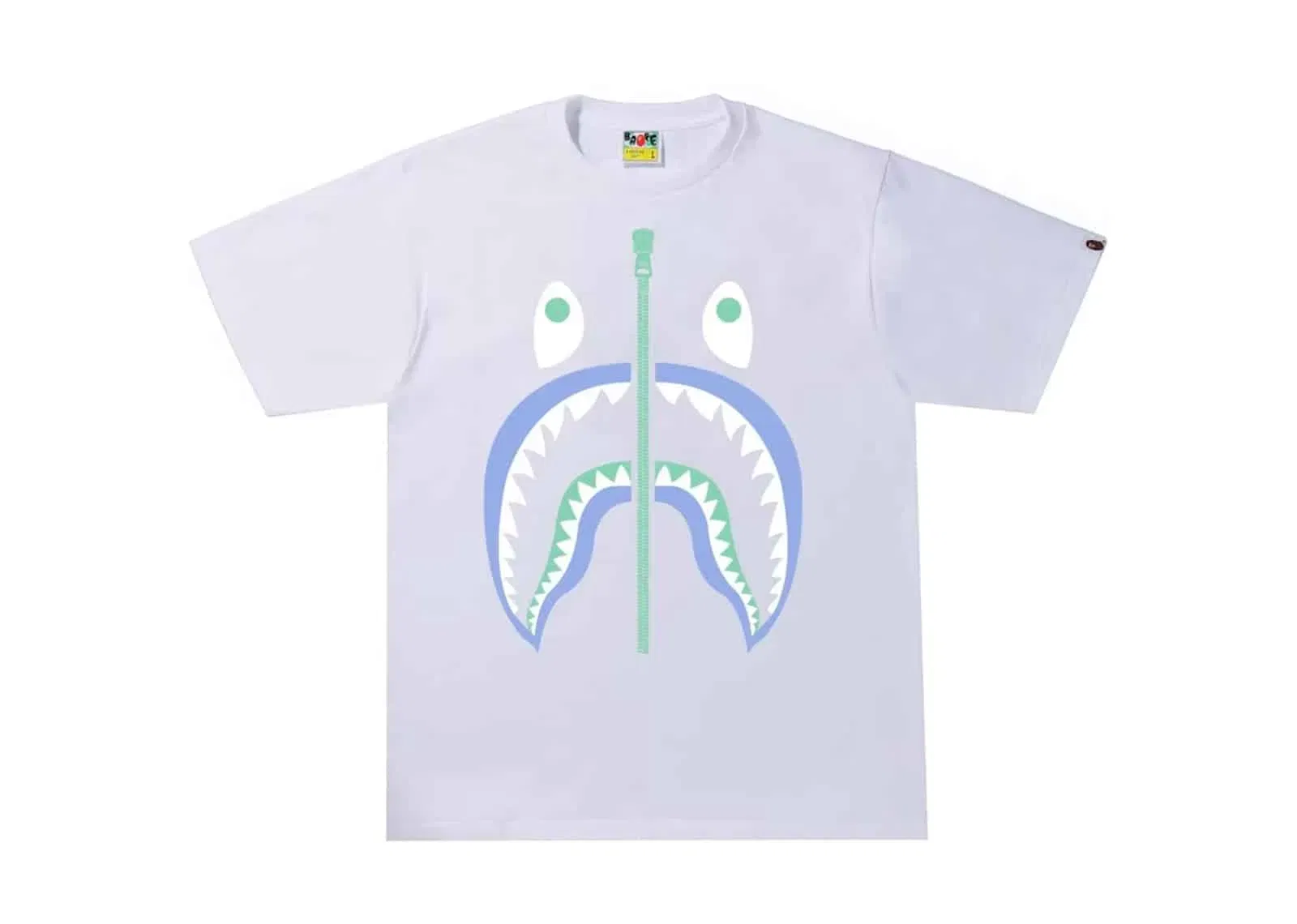 Bape Text Code Camo Shark Tee 'White'