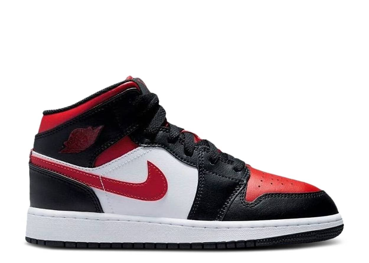 Air Jordan 1 Mid 'Black White Red' (GS)
