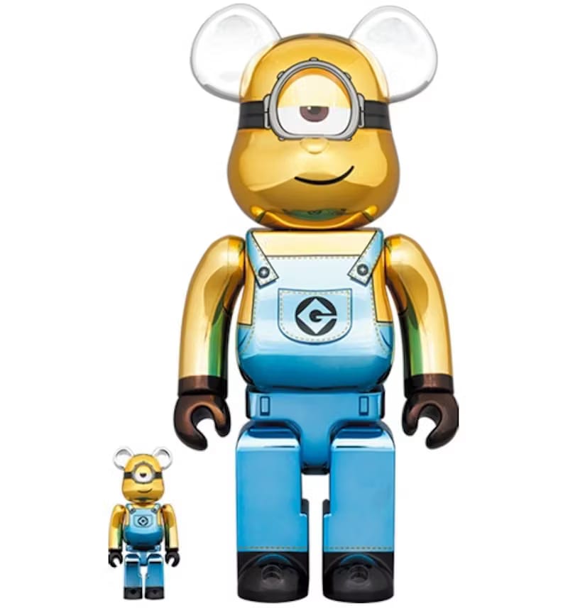 Bearbrick x Minions Stuart Ver. 100% & 400% Set 'Chrome'