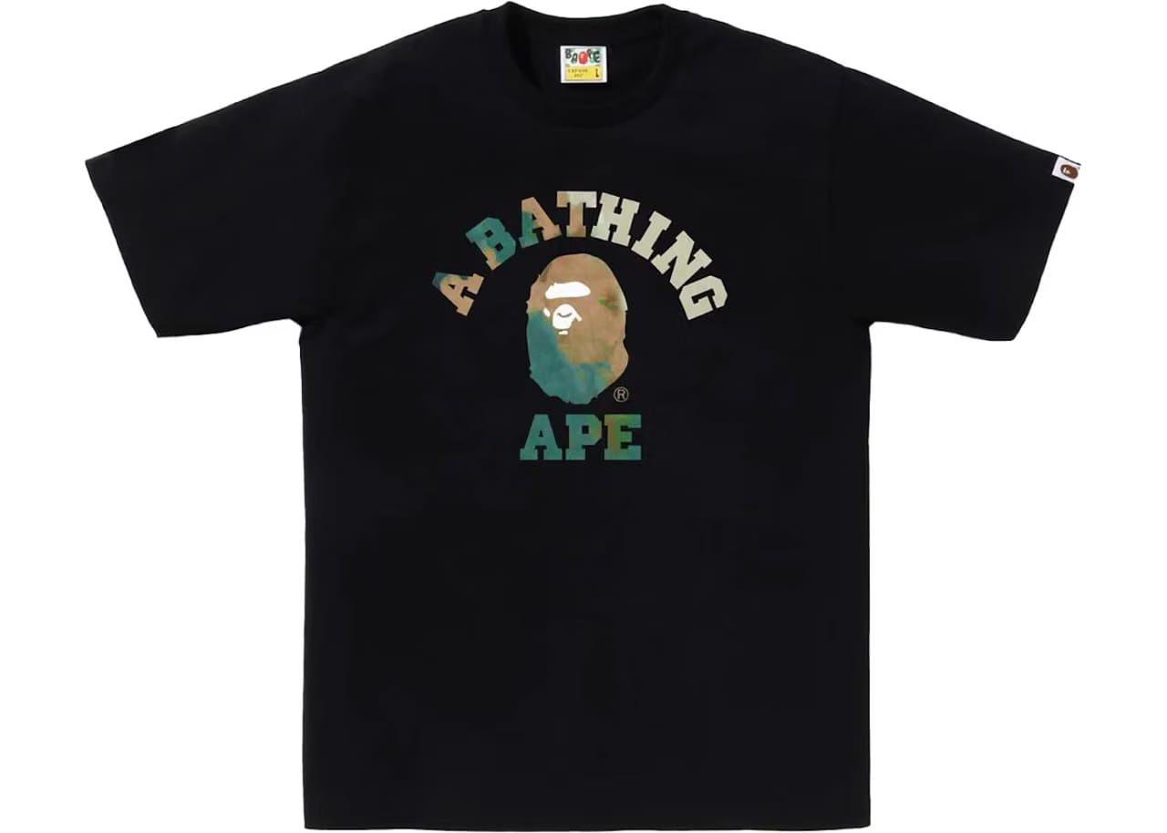 Bape Tie Dye College Tee 'Black Beige'