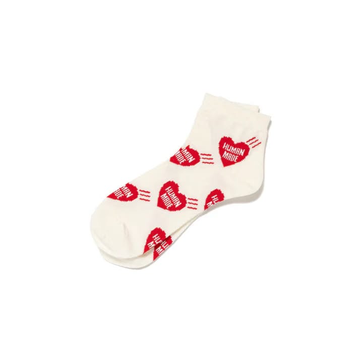 Human Made Short Heart Socks 'Cream Red'