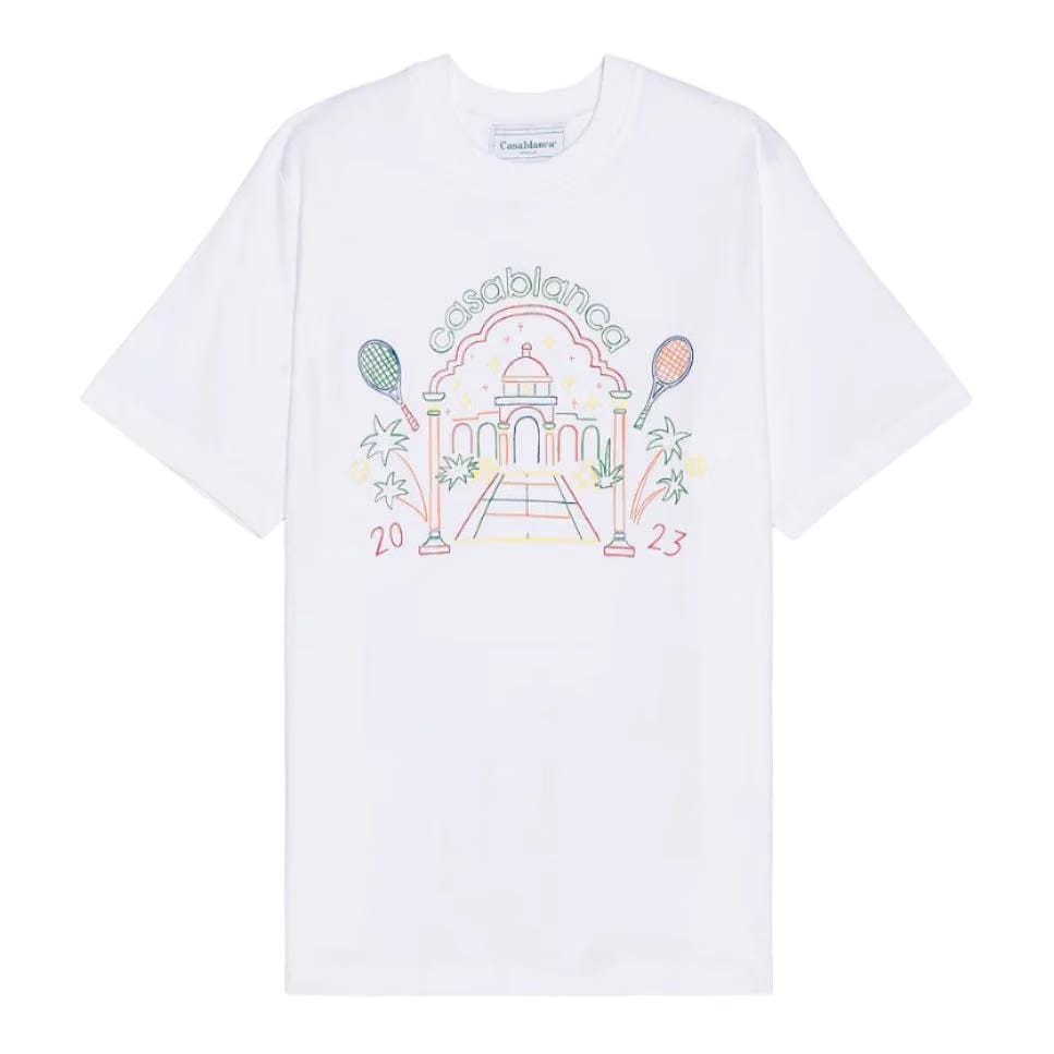 Casablanca Rainbow Crayon Temple Screen Printed T-Shirt 'White'