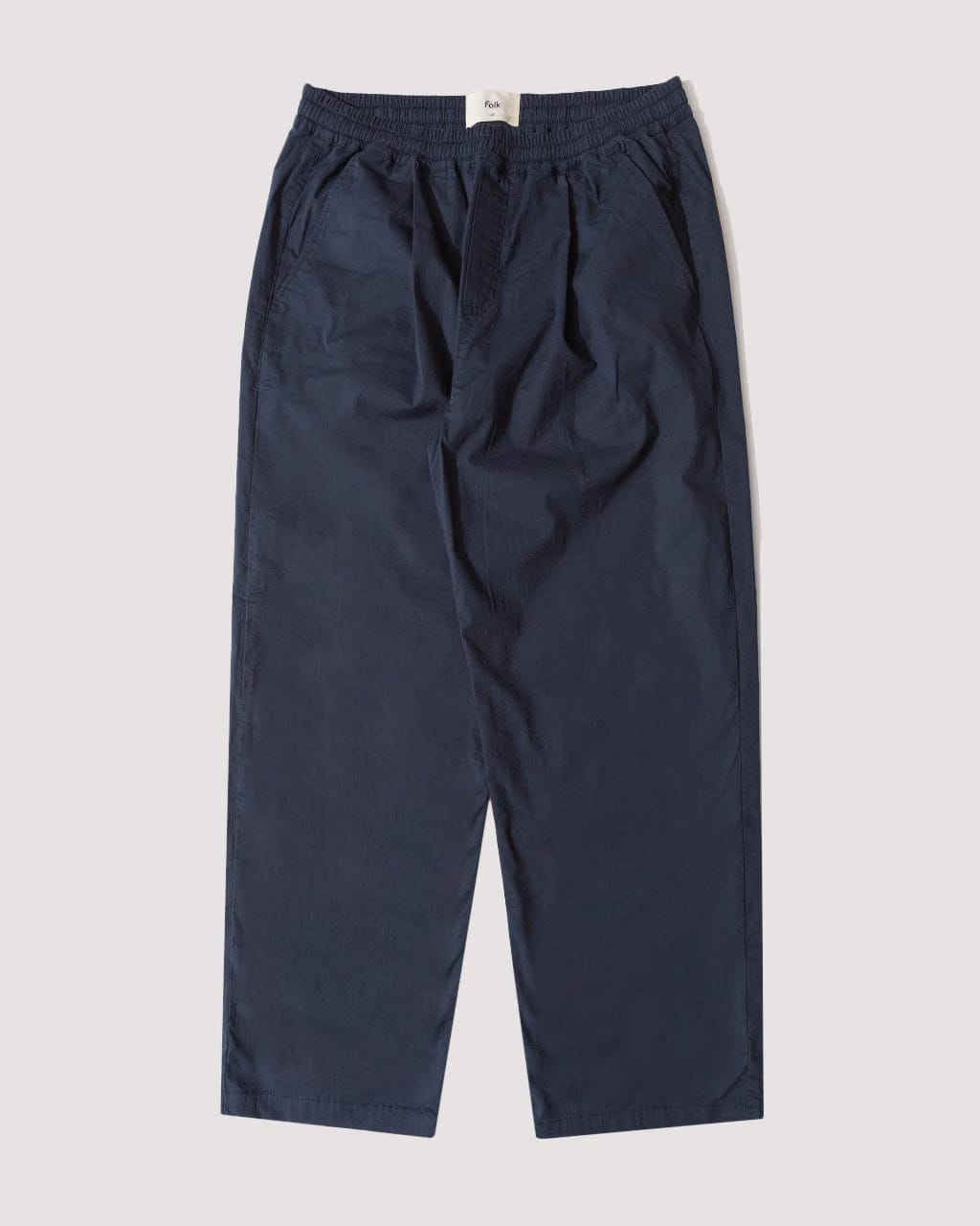 Folk Drawcord Loose Trouser - Navy Seersucker