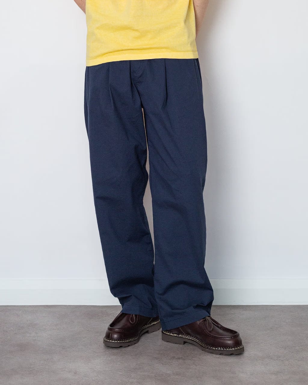 Folk Drawcord Loose Trouser - Navy Seersucker