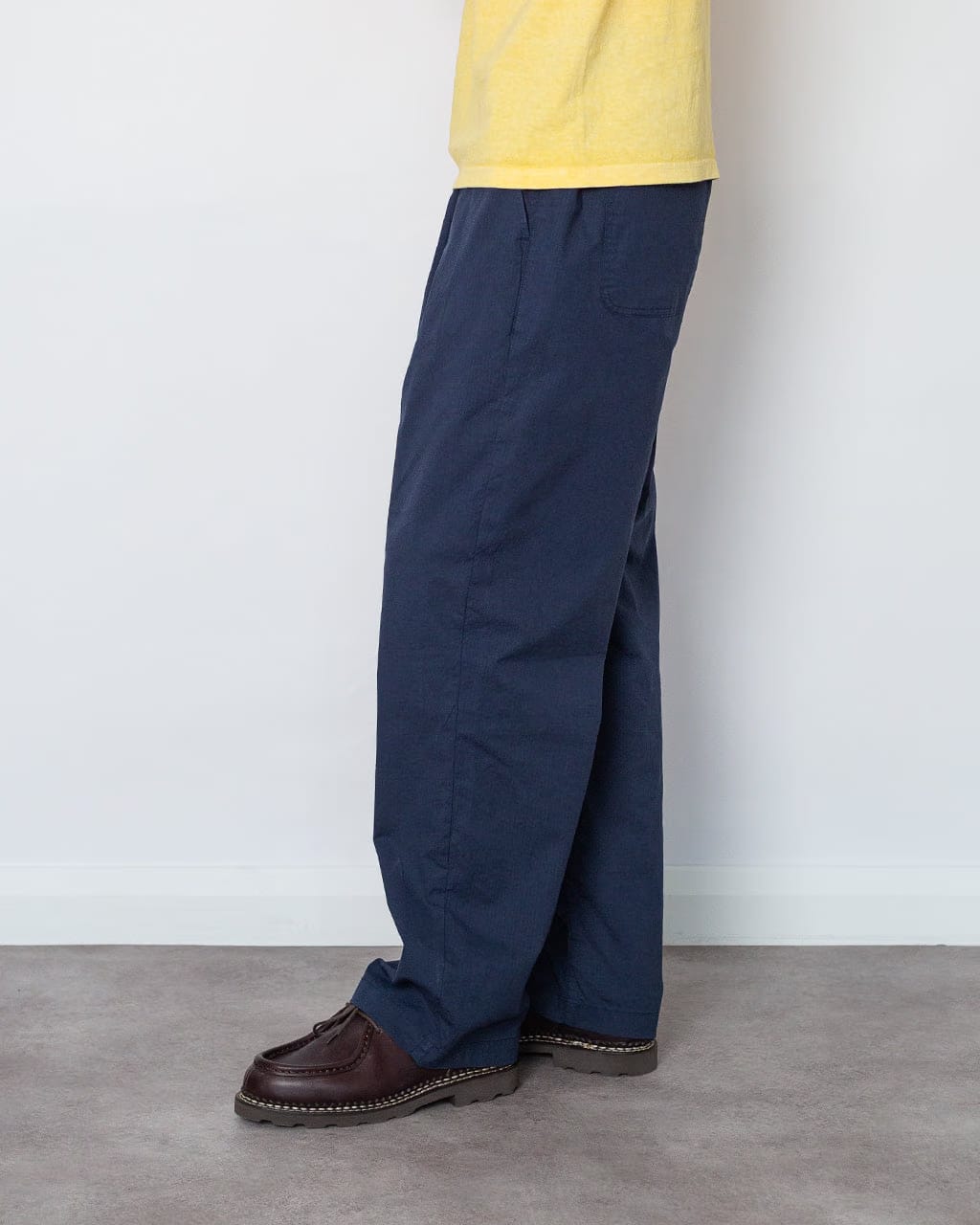 Folk Drawcord Loose Trouser - Navy Seersucker