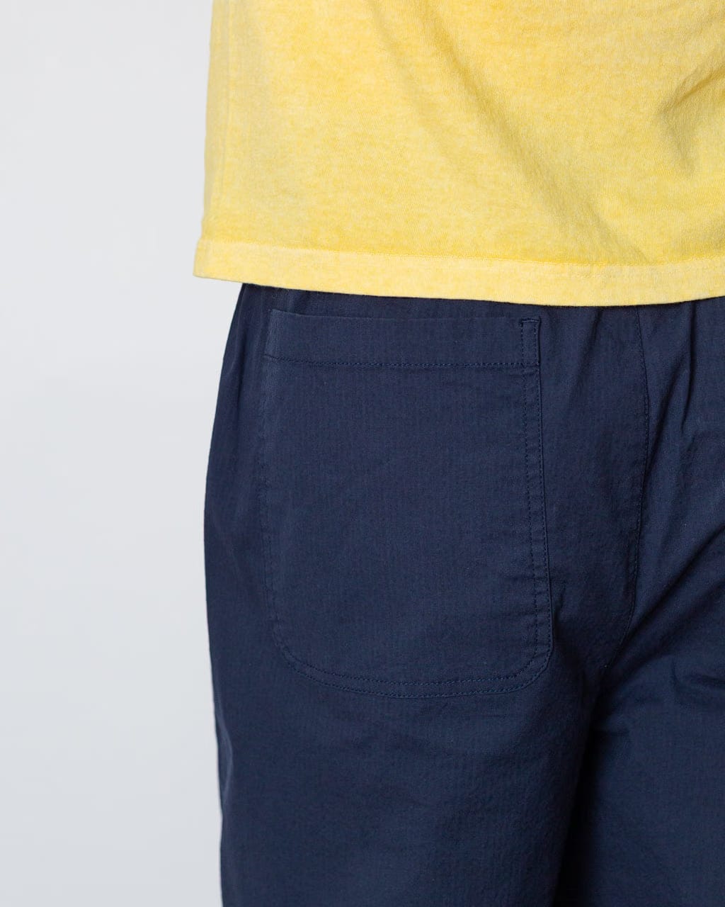 Folk Drawcord Loose Trouser - Navy Seersucker