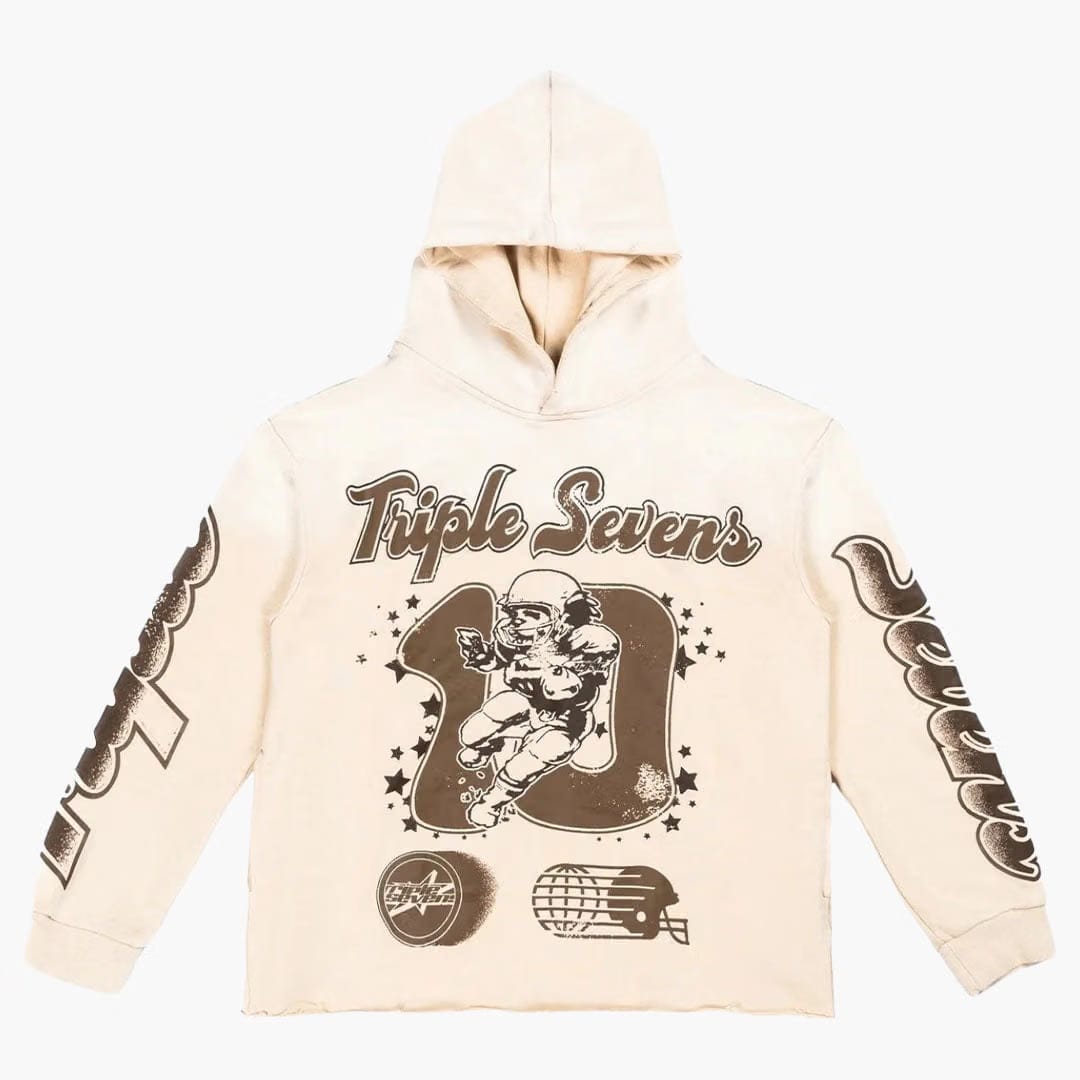 Triple Sevens Triple Seven All Star Football Hoodie Creme Brown