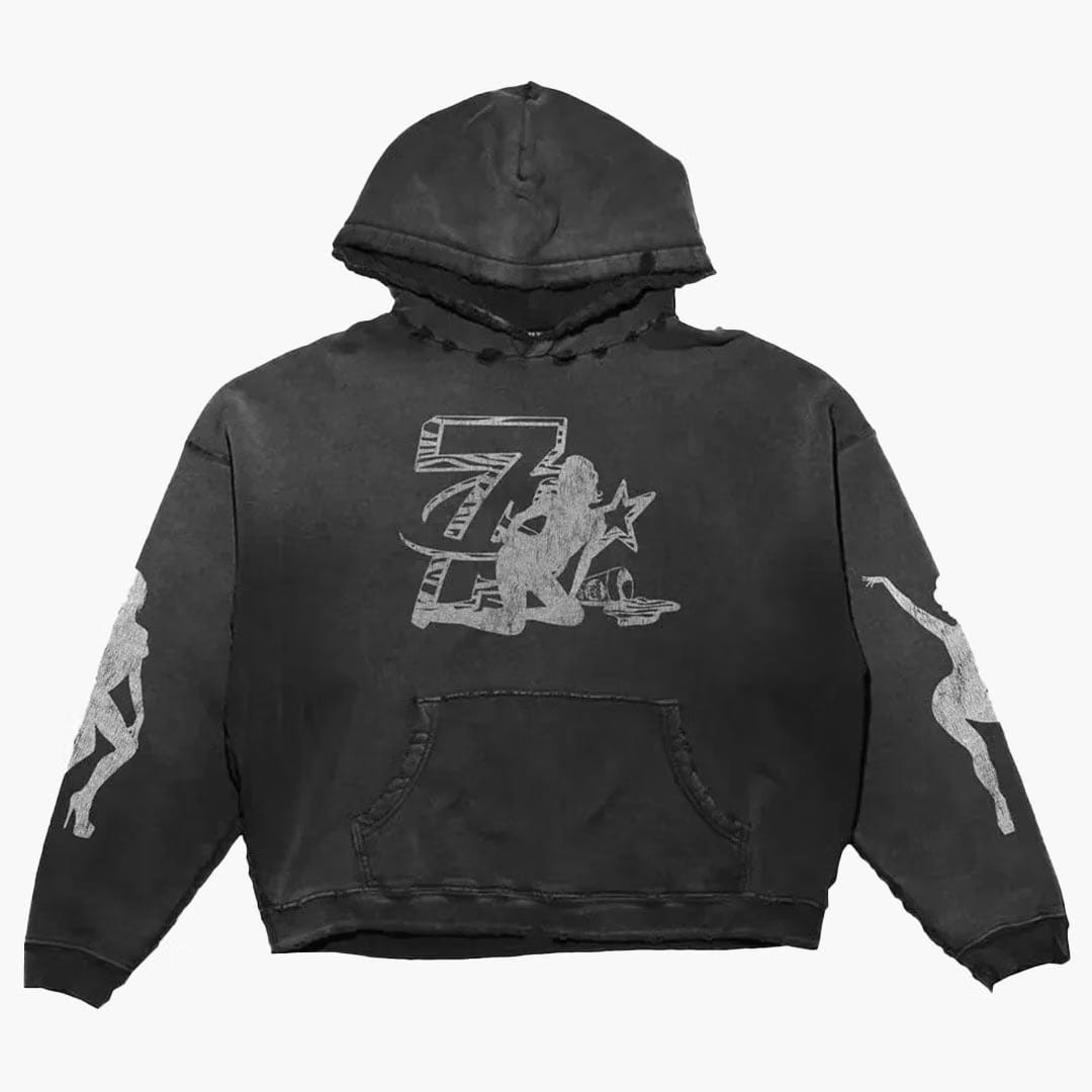 Triple Sevens Trap Logo Hoodie Washed Black