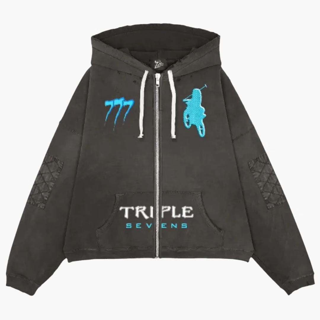 Triple Sevens Moto Black Hoodie