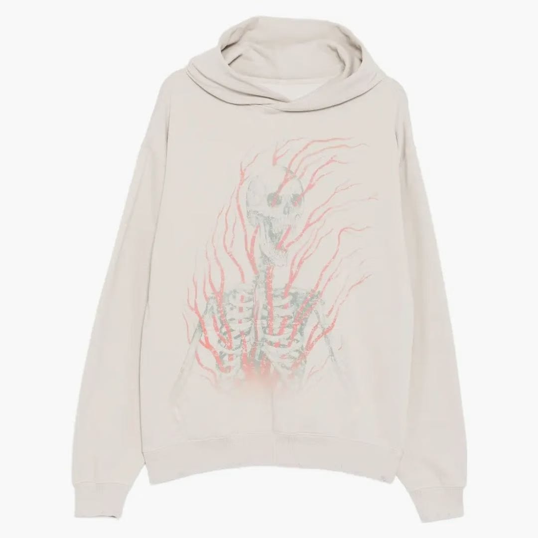 Warman Skeleton In Pain Graphic Hoodie White