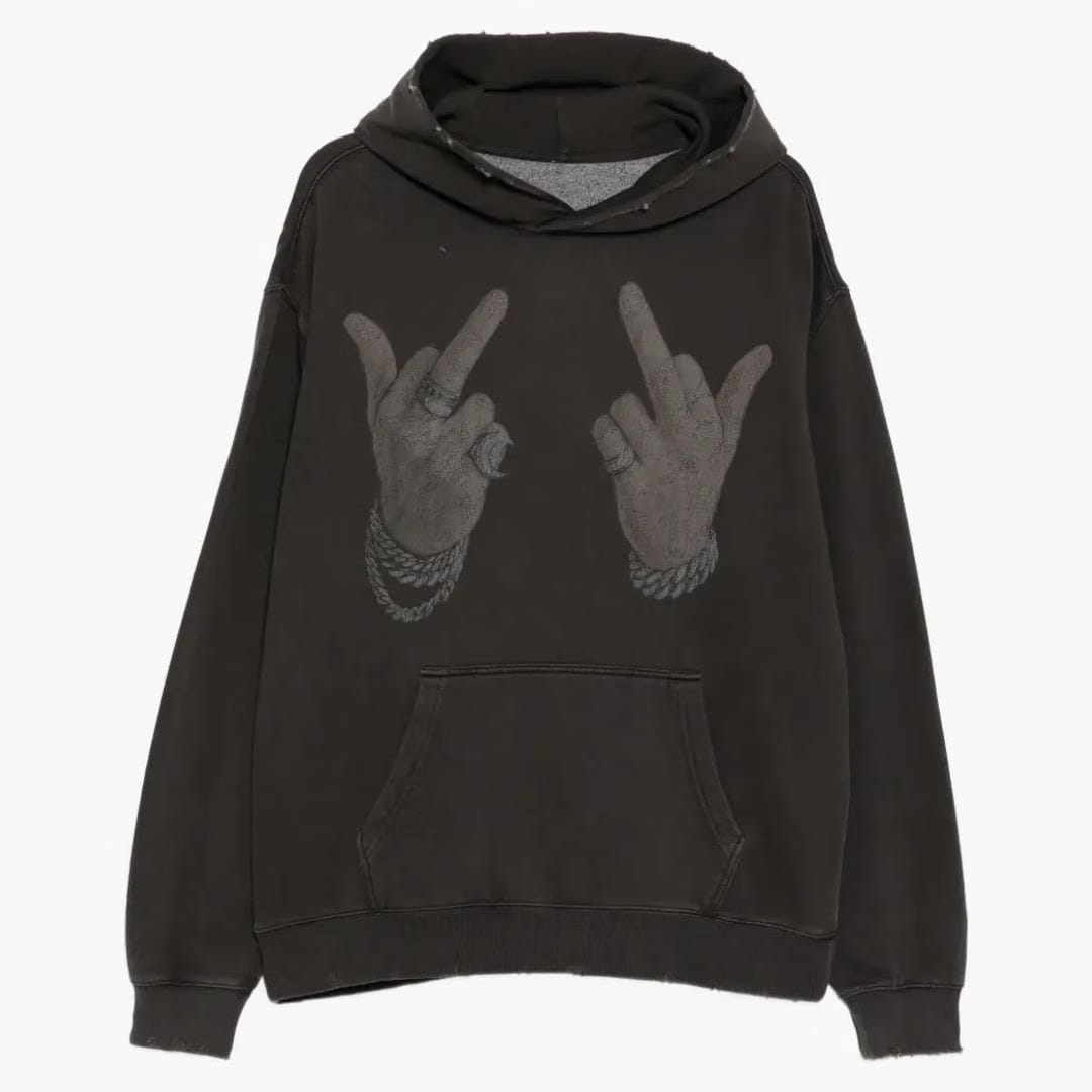 Warman Middle Finger Up Graphic Hoodie Black