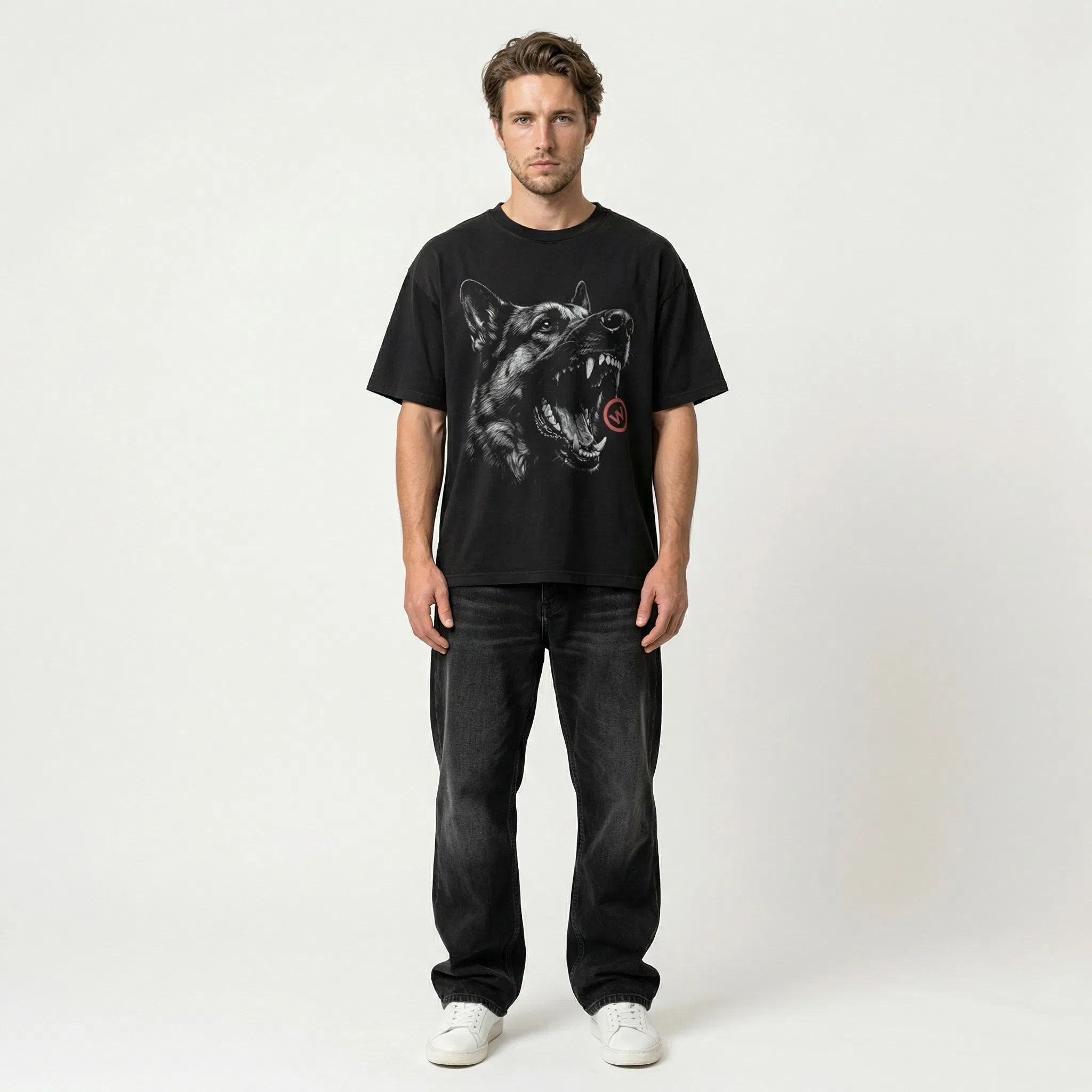 Warman Agressive Dog Graphic T-Shirt Black