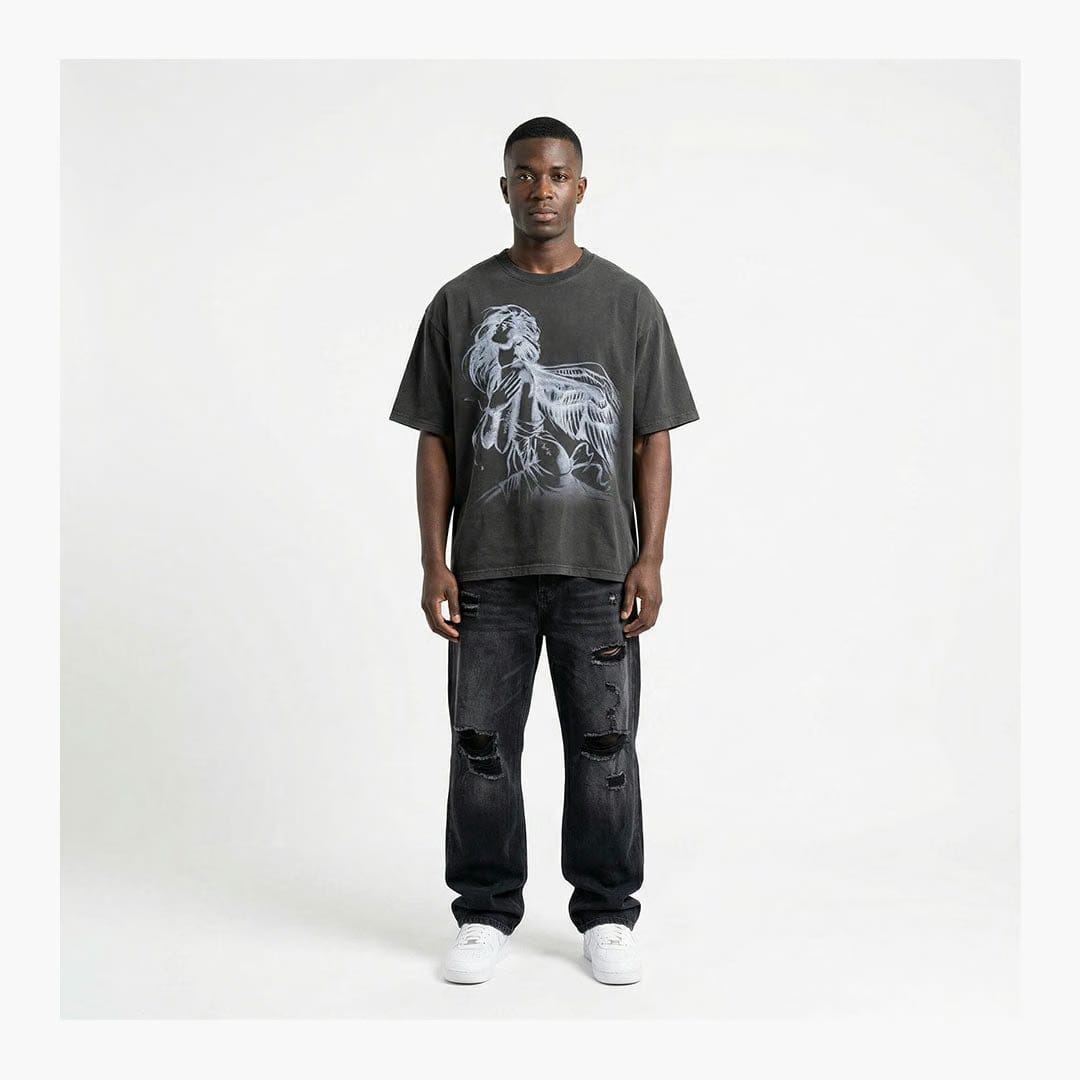 Warman Riding Ghost Girl Graphic T-Shirt Black
