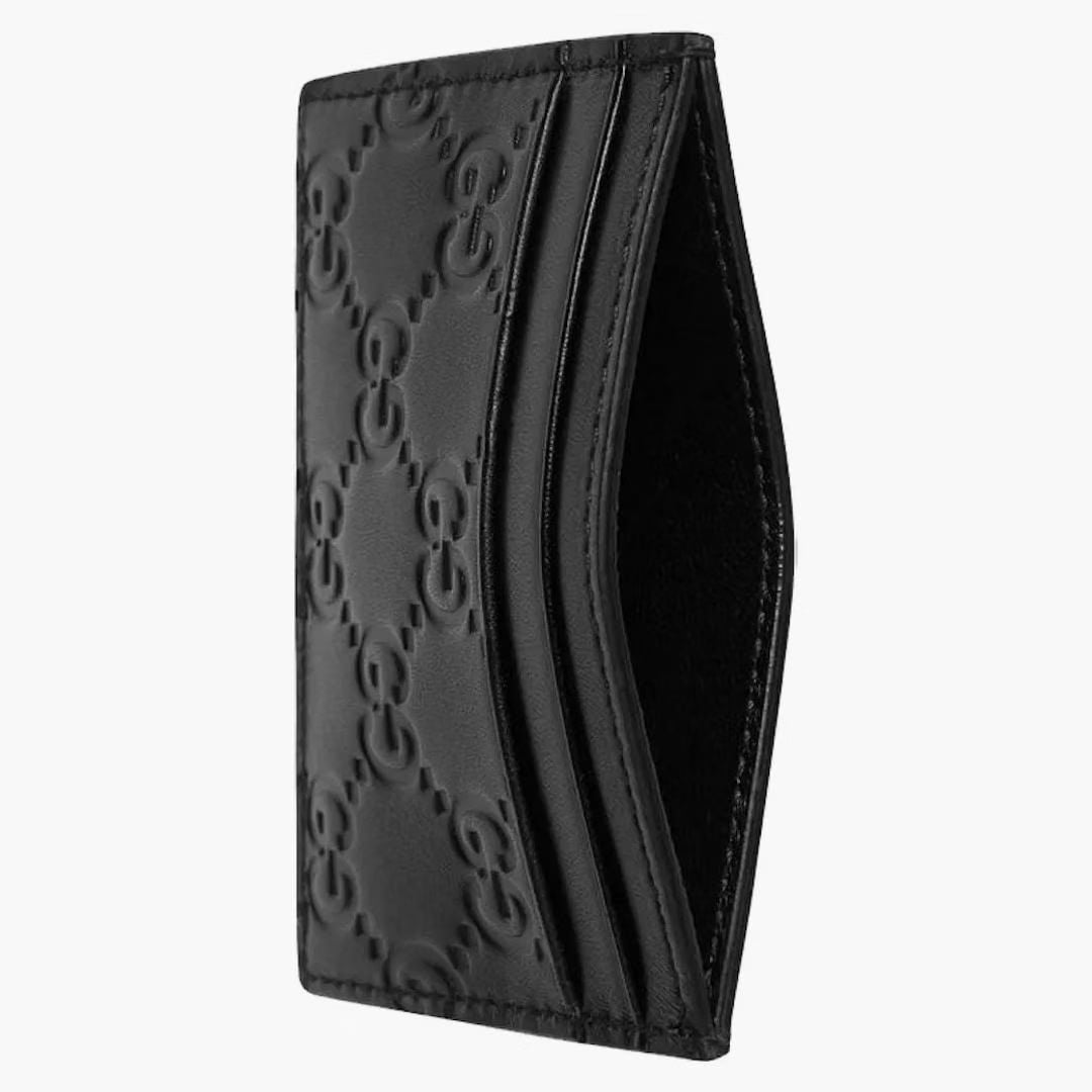 Gucci Signature Leather Card Holder Gg (5 Card Slot) Black
