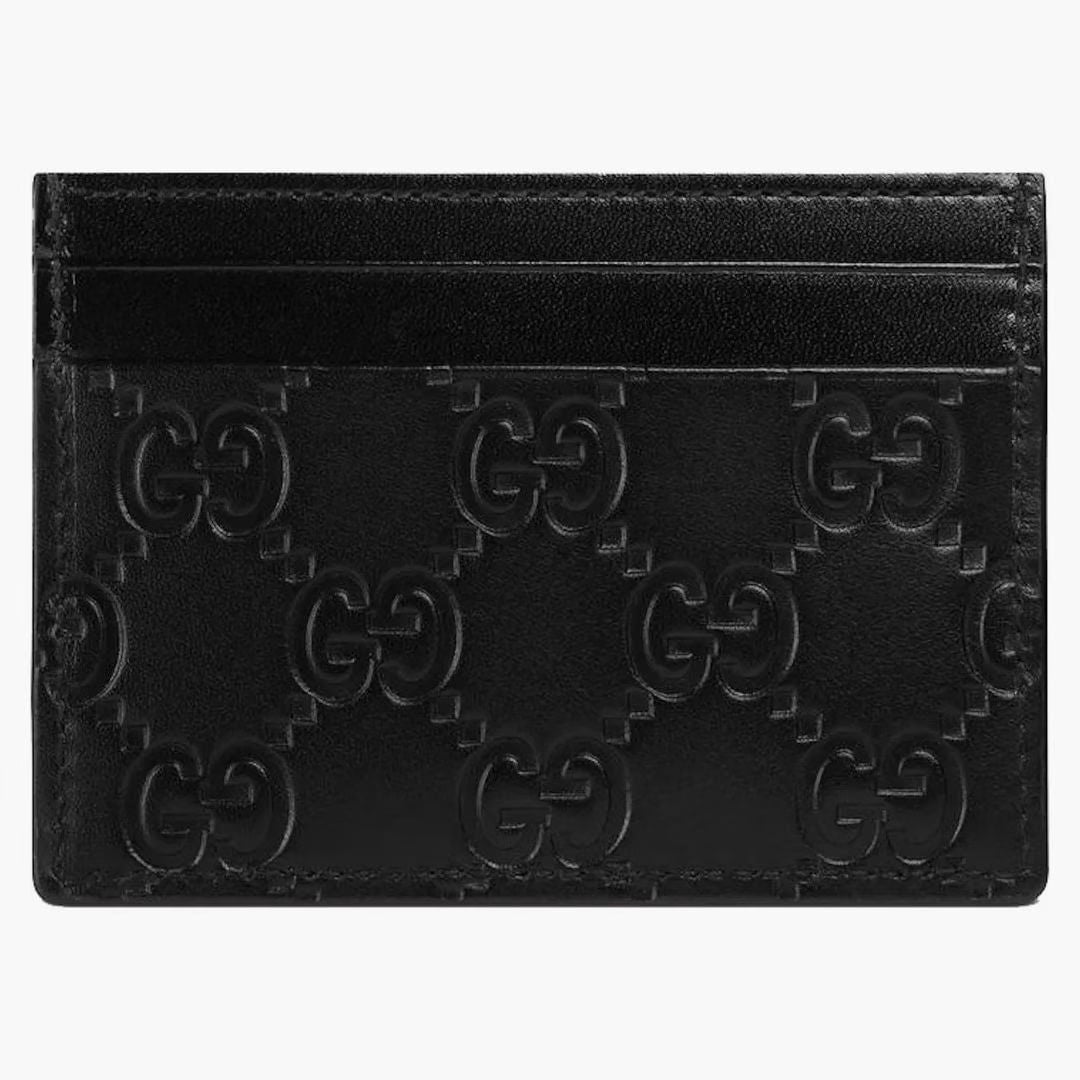 Gucci Signature Leather Card Holder Gg (5 Card Slot) Black