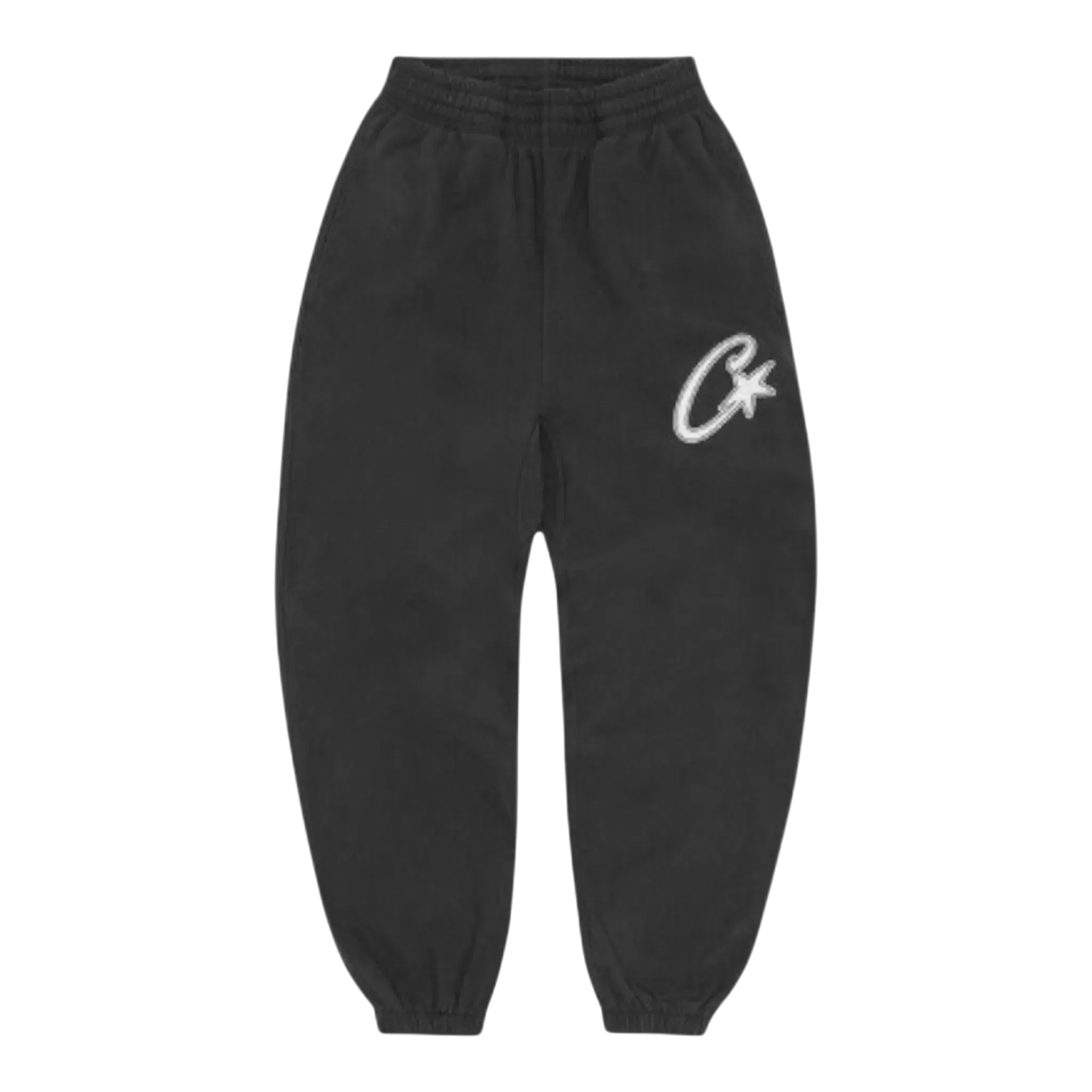 Corteiz Satin C Star Appliqué Sweatpants – Black