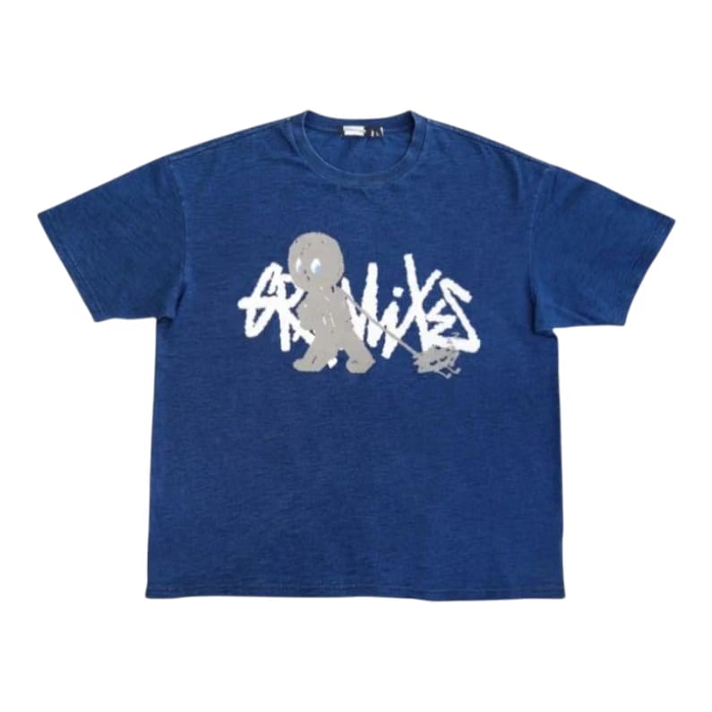Grawlixes Indigo Dyed Slub Cotton T-Shirt