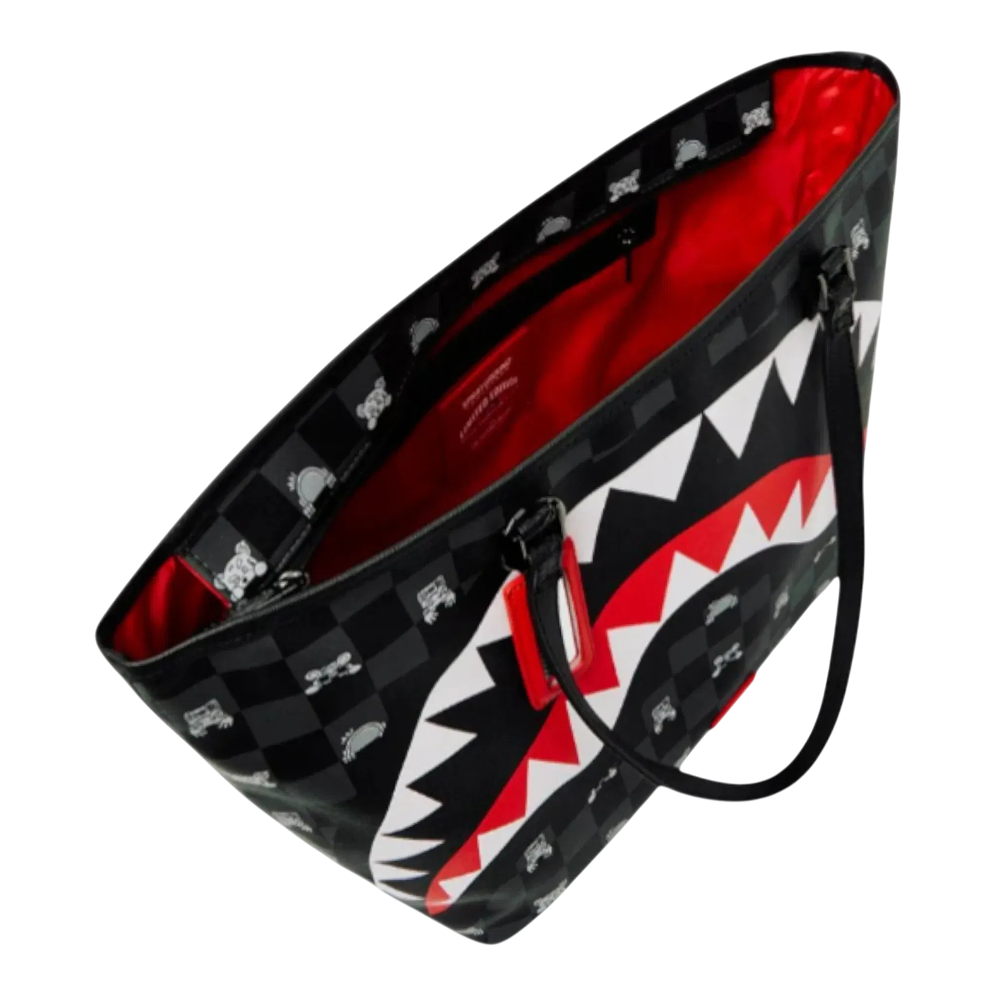 Sprayground Gray Peeking Character Check Tote Bag