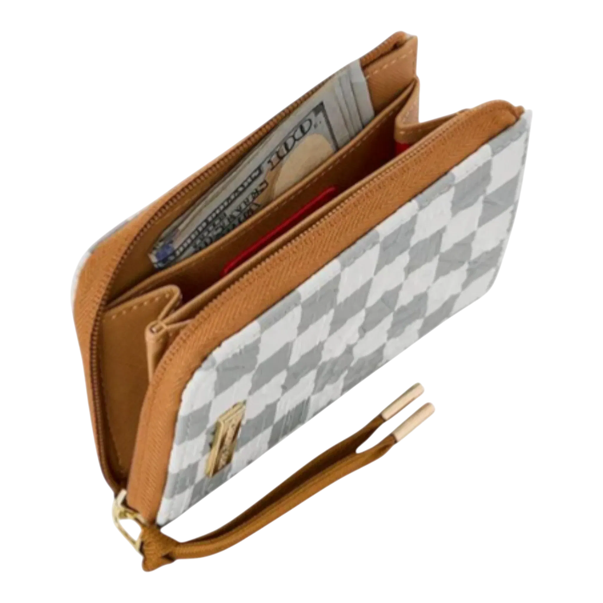 Sprayground Graff Embossed Cream Check Wallet