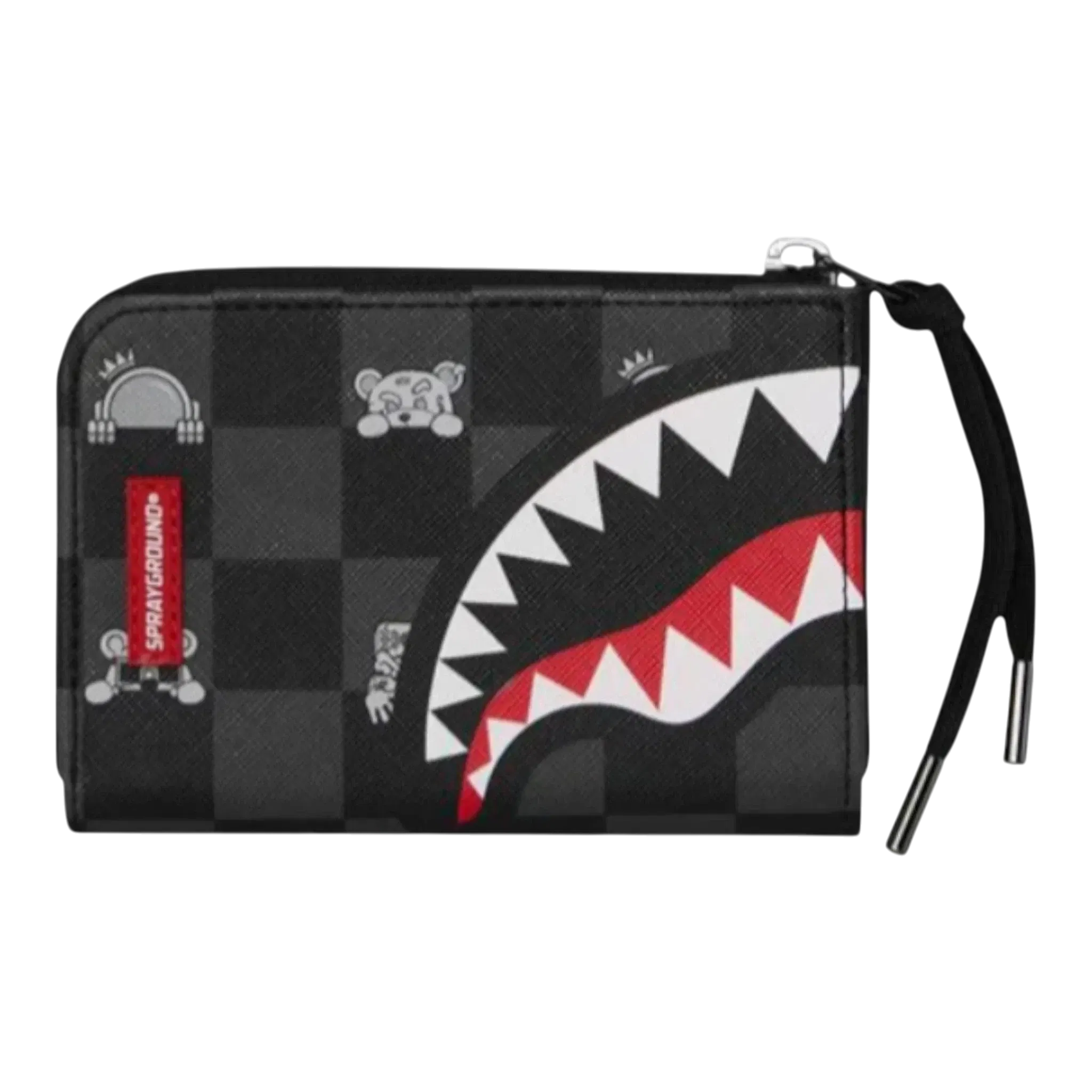 Sprayground Gray Peeking Character Check Wallet