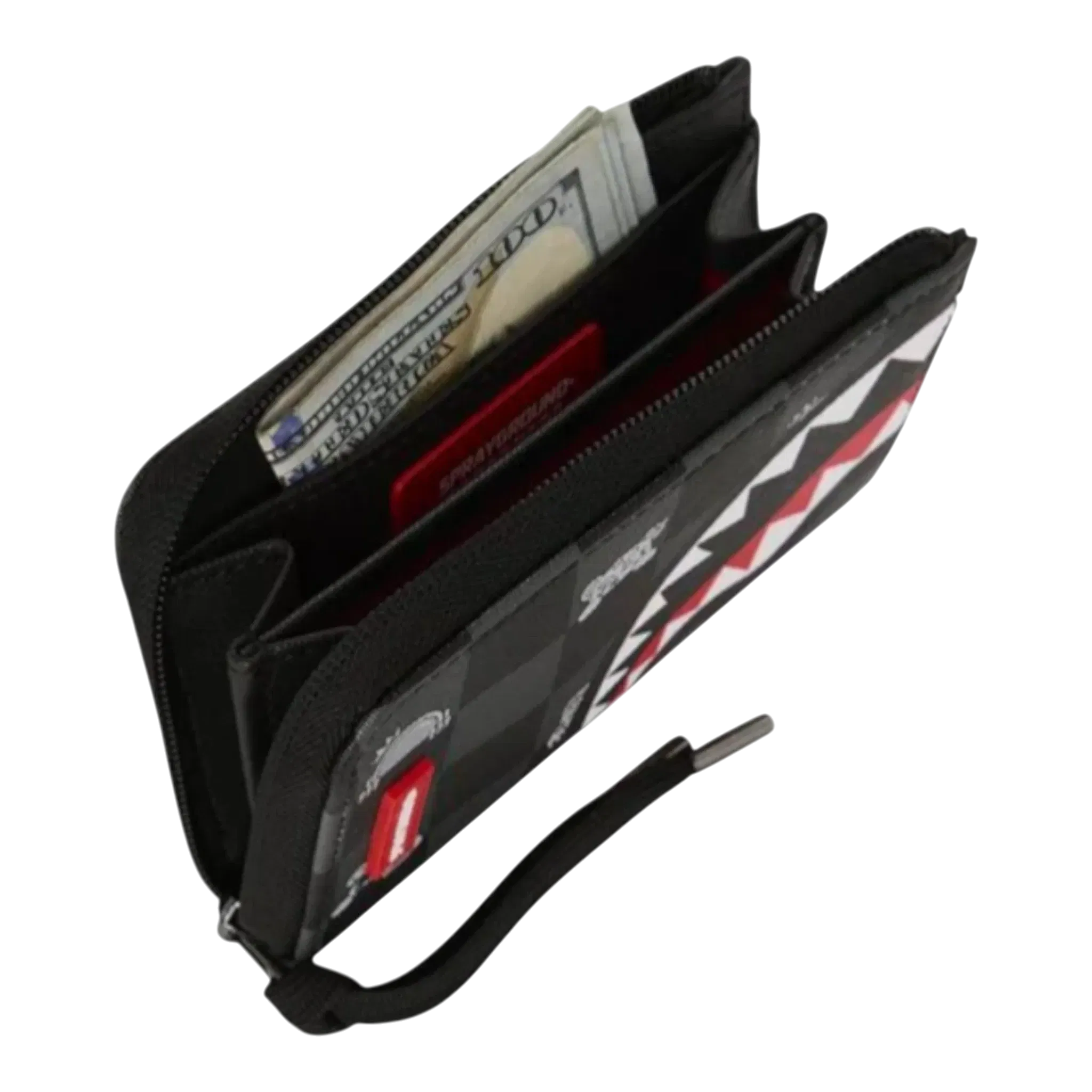 Sprayground Gray Peeking Character Check Wallet