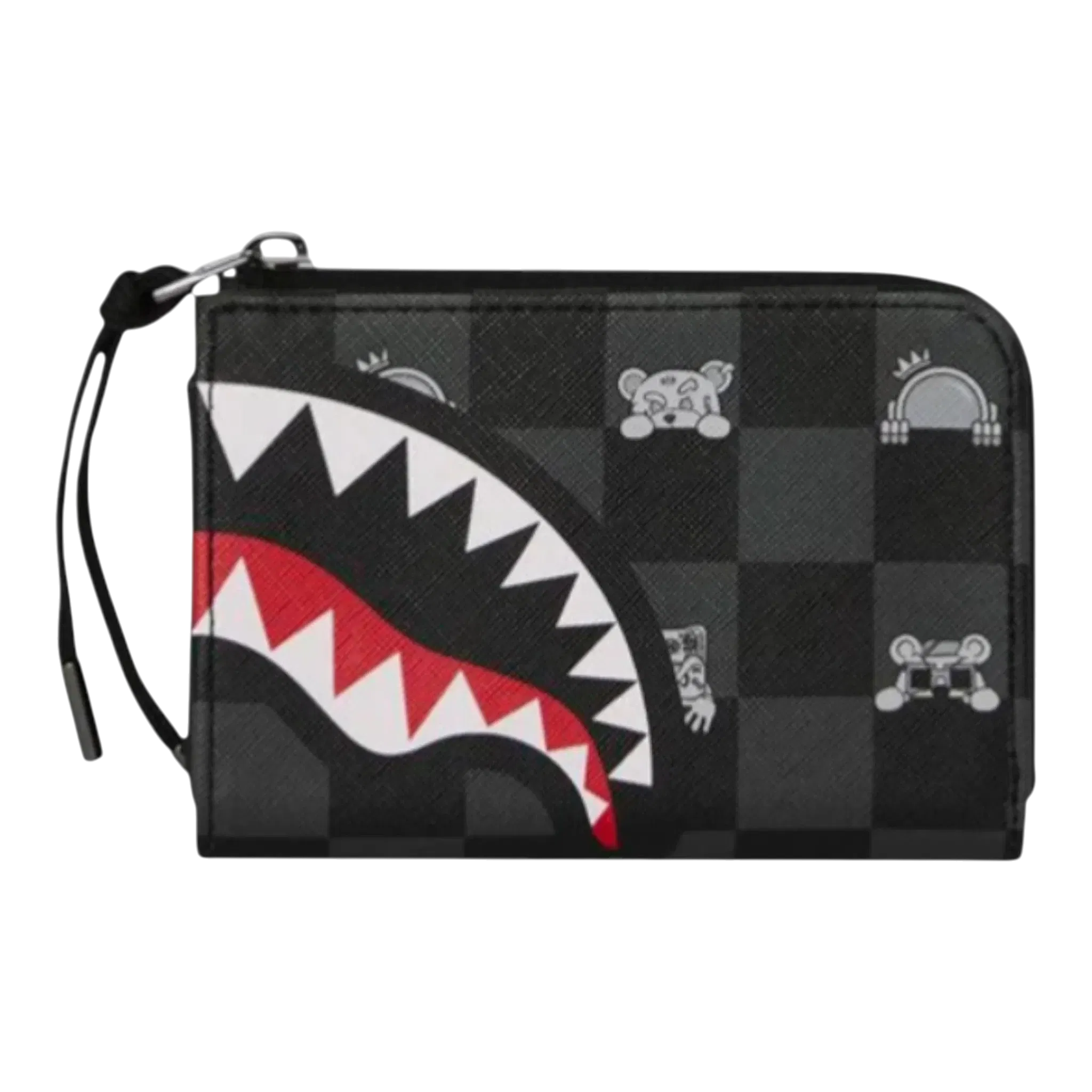 Sprayground Gray Peeking Character Check Wallet