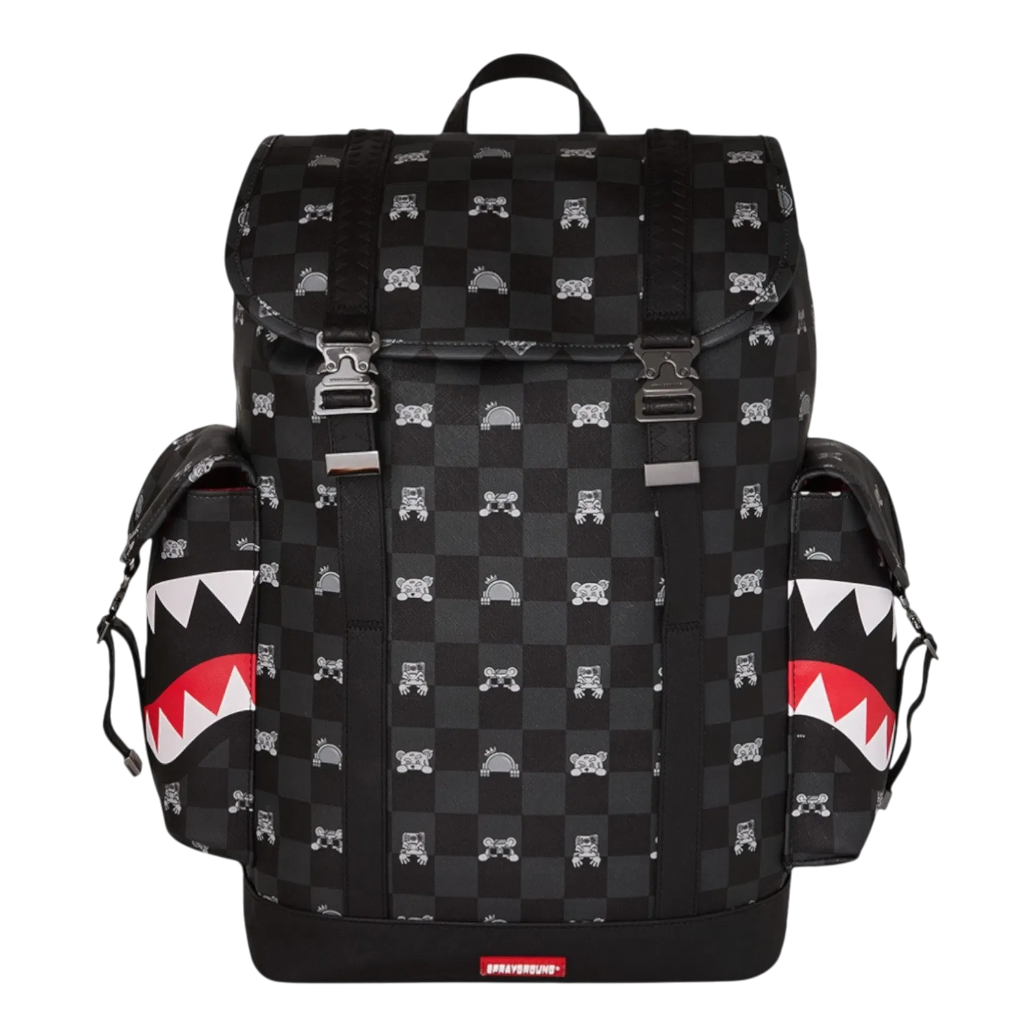 Sprayground Gray Peeking Character Check Monte Carlo Backpack