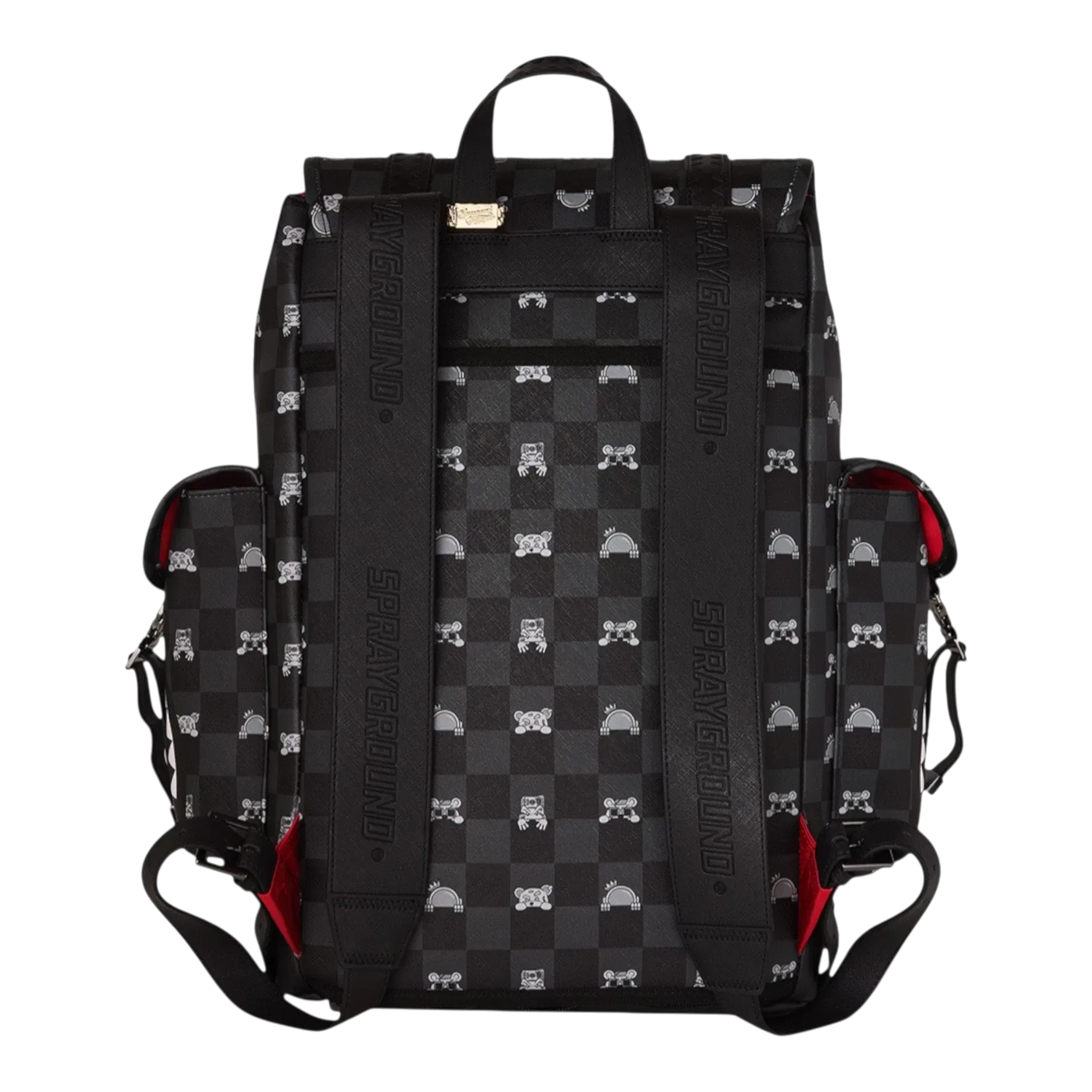 Sprayground Gray Peeking Character Check Monte Carlo Backpack