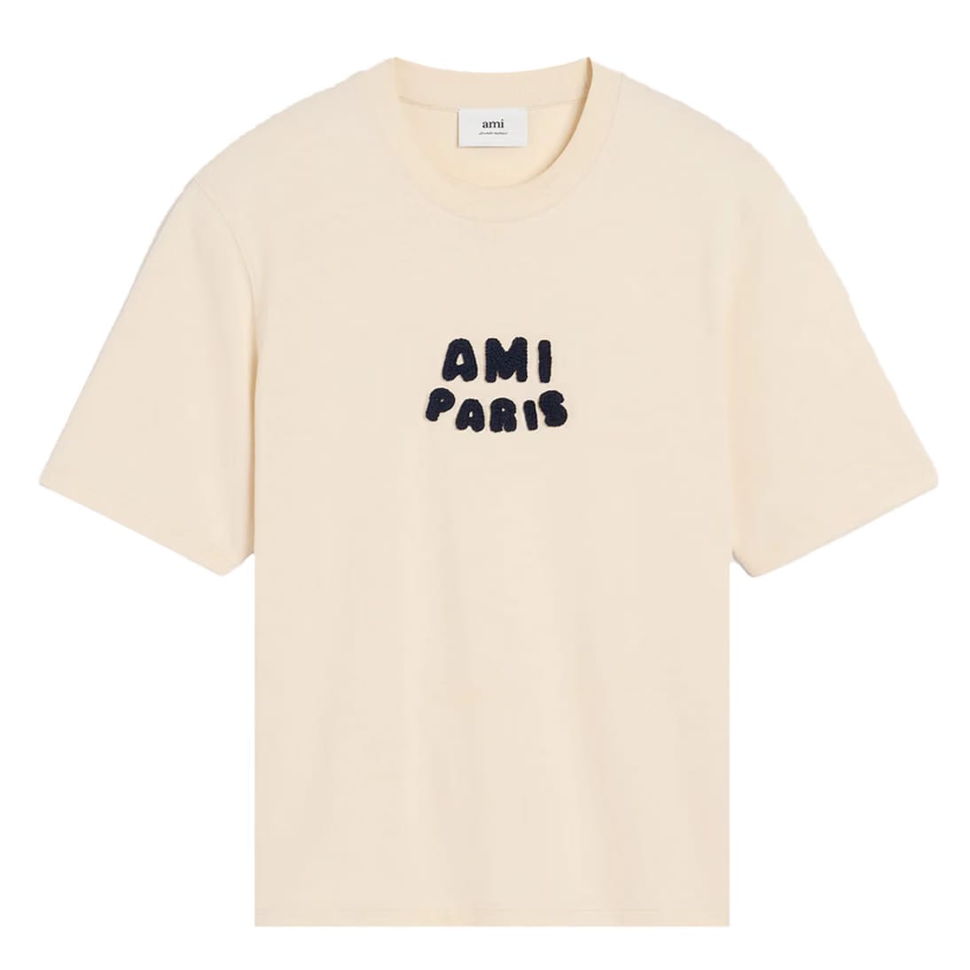 Ami Paris Knitted Patch Boxy Fit Tee ‘Beige’