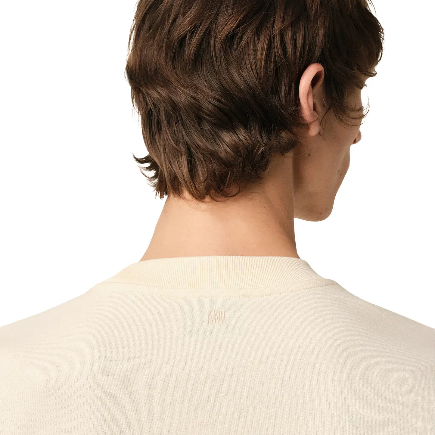 Ami Paris Knitted Patch Boxy Fit Tee ‘Beige’