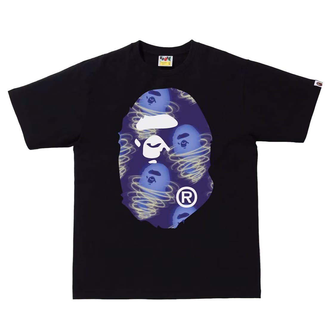 BAPE Ape Face Blue Ghost Glow Tee Black