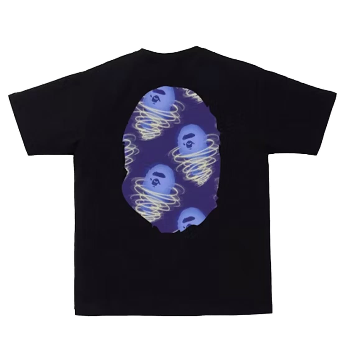 BAPE Ape Face Blue Ghost Glow Tee Black