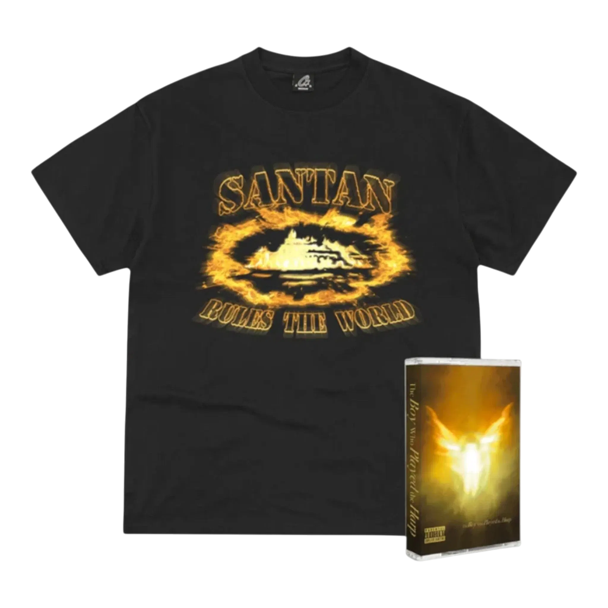 Corteiz x Dave Santan Alcatraz T-Shirt – Black / Orange Flame