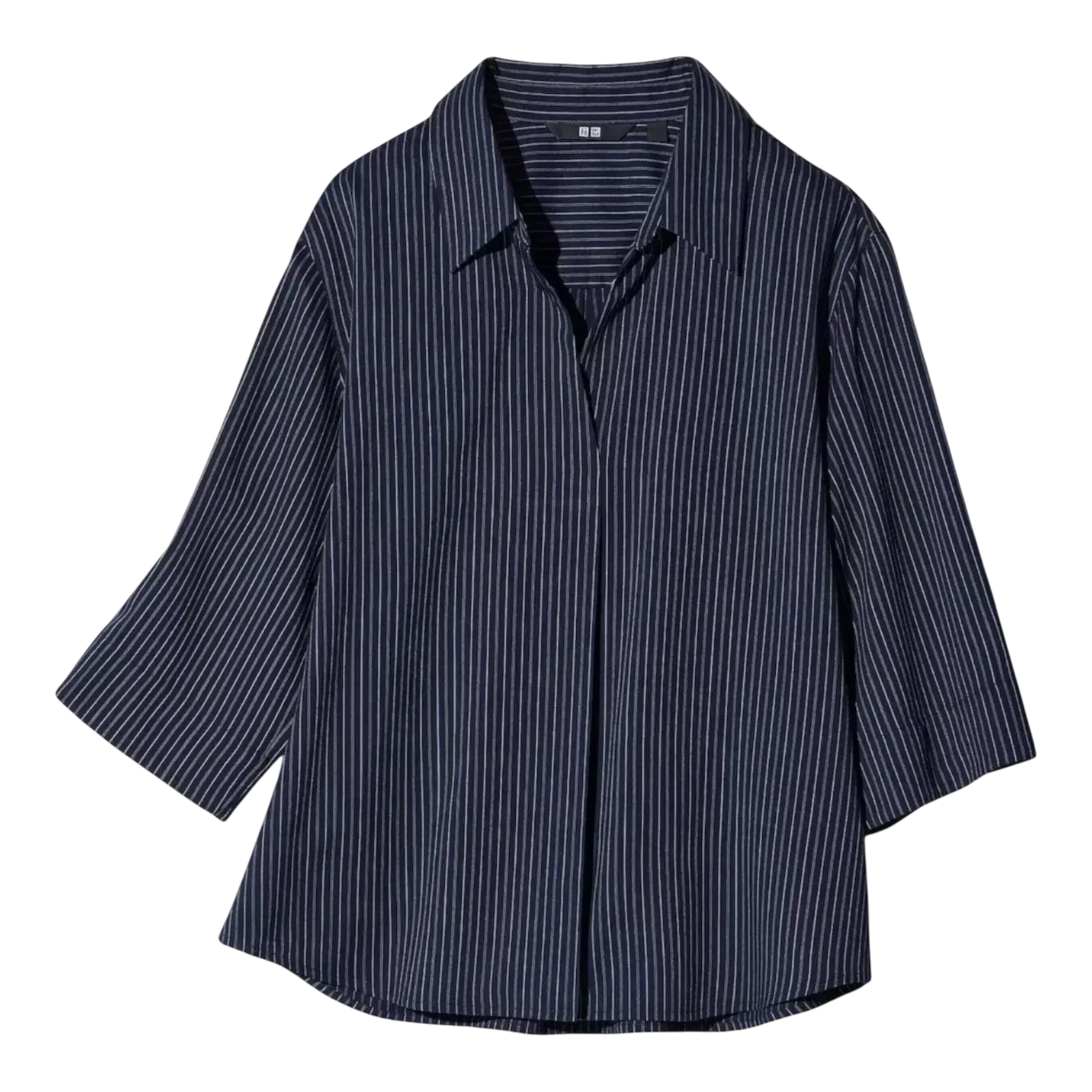 Uniqlo Rayon Skipper Blouse – Stripe Navy (3/4 Sleeves, Women’s)