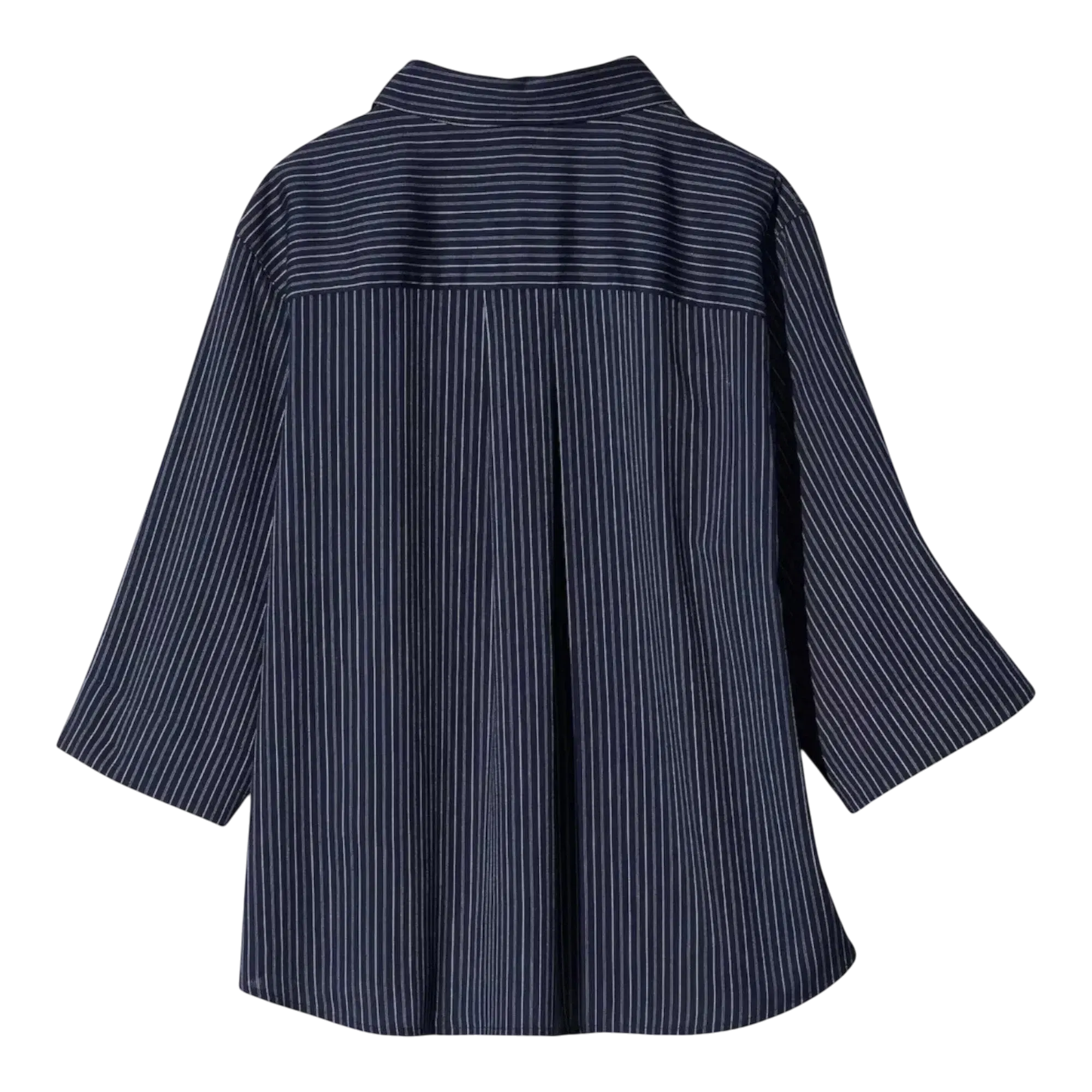 Uniqlo Rayon Skipper Blouse – Stripe Navy (3/4 Sleeves, Women’s)